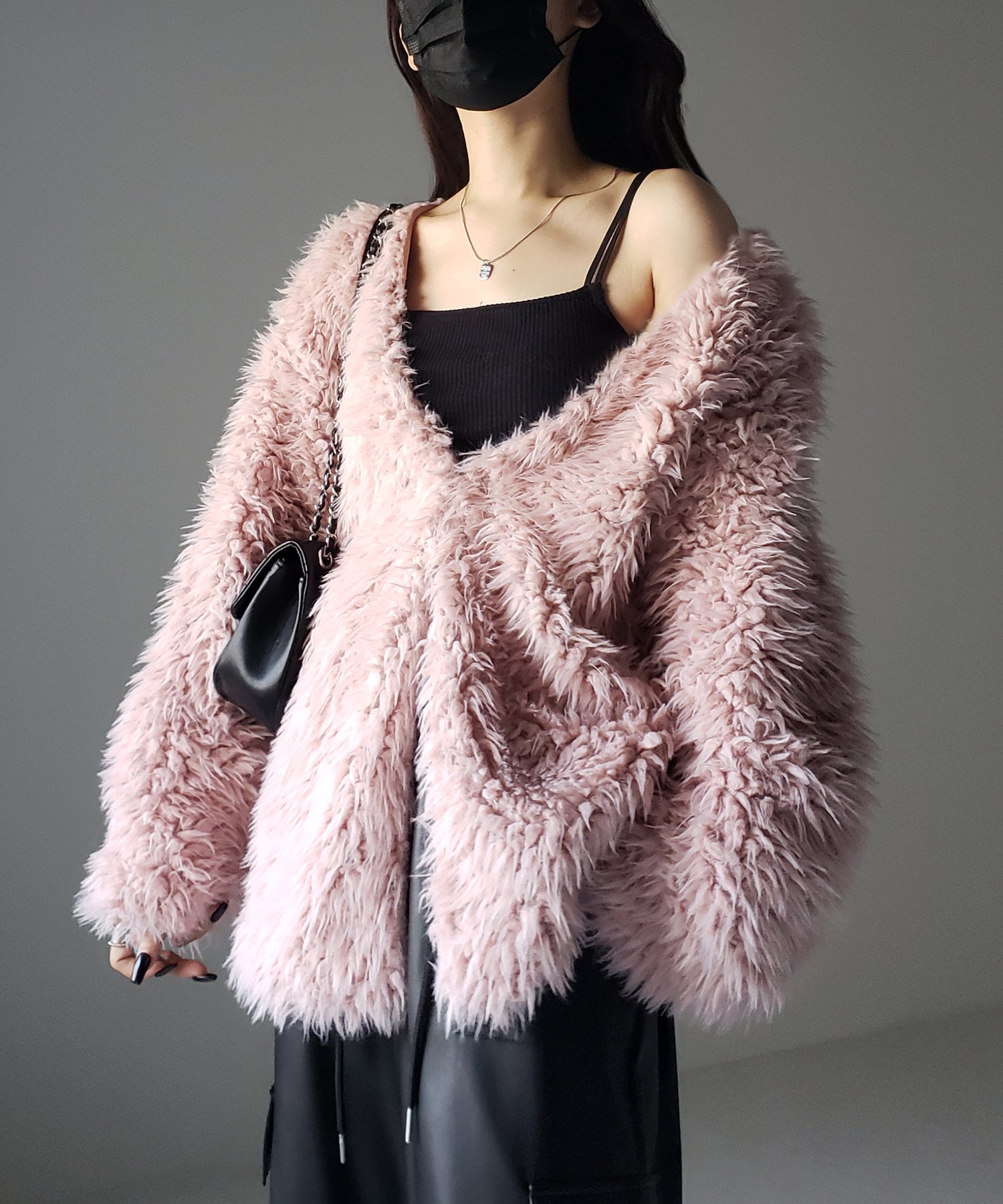 【 3COLOR 】ロングシャギーボアオーバーボリュームカーディガン