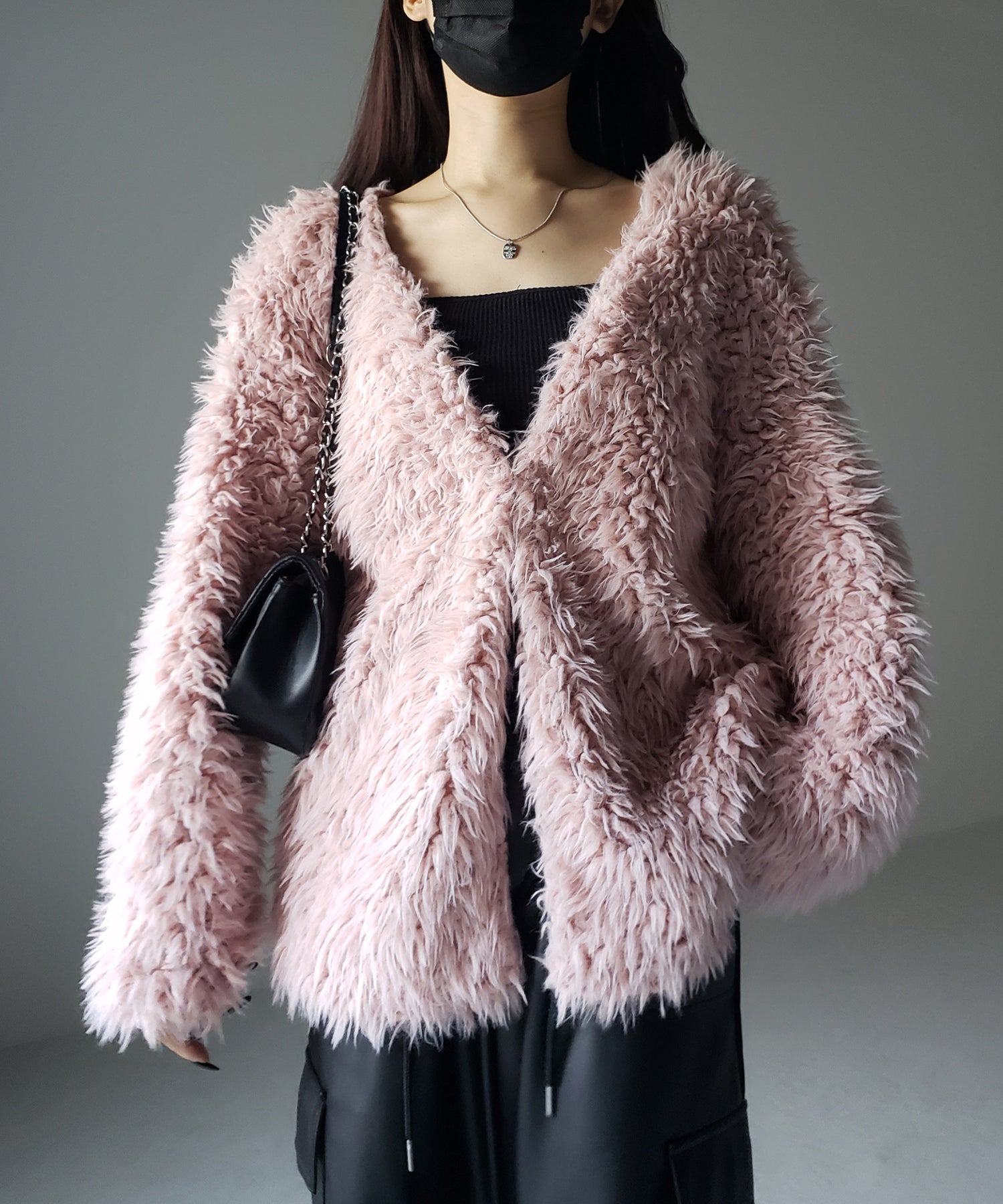 【 3COLOR 】ロングシャギーボアオーバーボリュームカーディガン