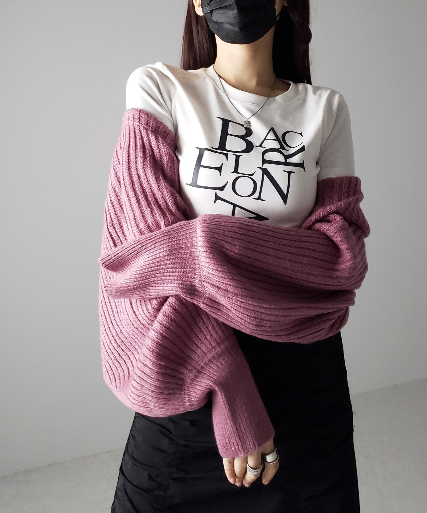 【 9color 】2WAYリボンモヘアライクショートリブニットカーデ