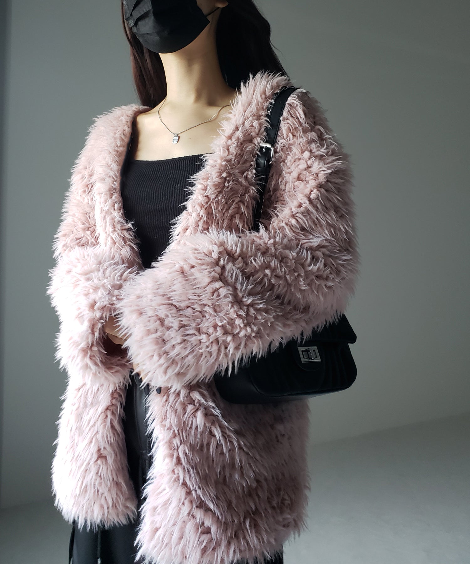 【 3COLOR 】ロングシャギーボアオーバーボリュームカーディガン