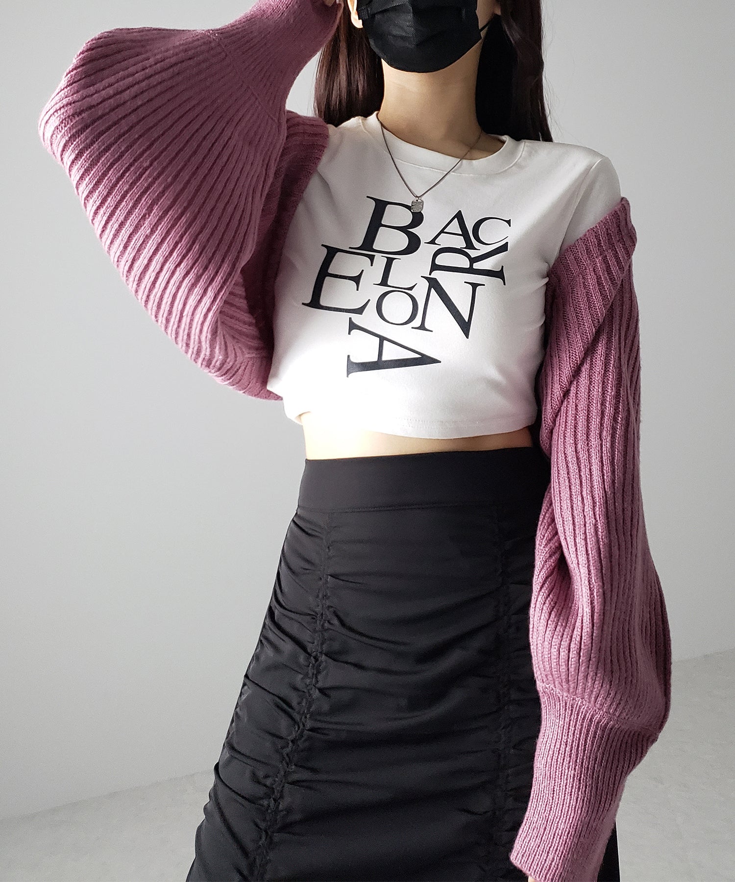 【 9color 】2WAYリボンモヘアライクショートリブニットカーデ