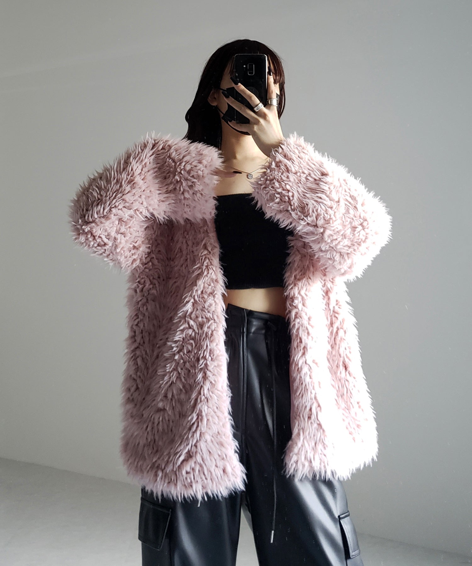 【 3COLOR 】ロングシャギーボアオーバーボリュームカーディガン