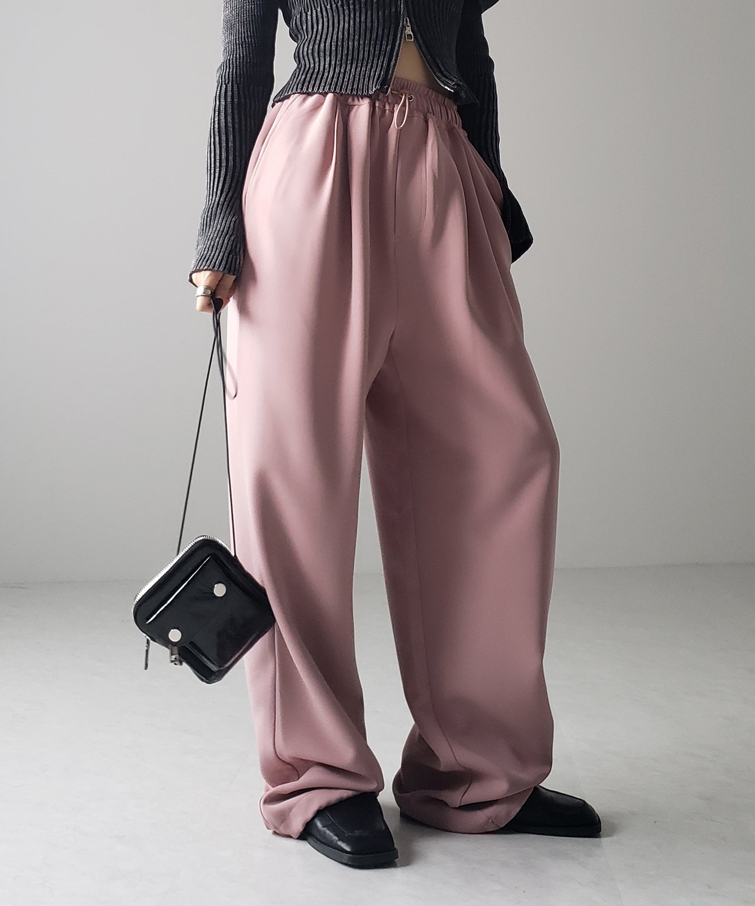 【 4size/6color 】2WAYドロストタックギャザーバルーンワイドパンツ