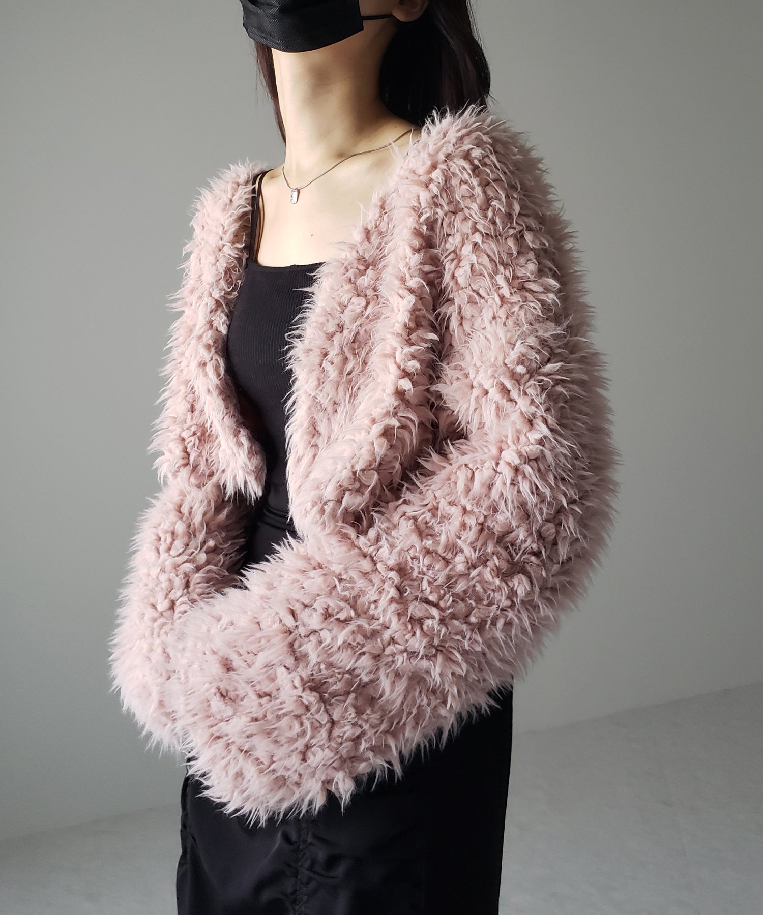 【 3COLOR 】ロングシャギーボアショートボリュームカーディガン