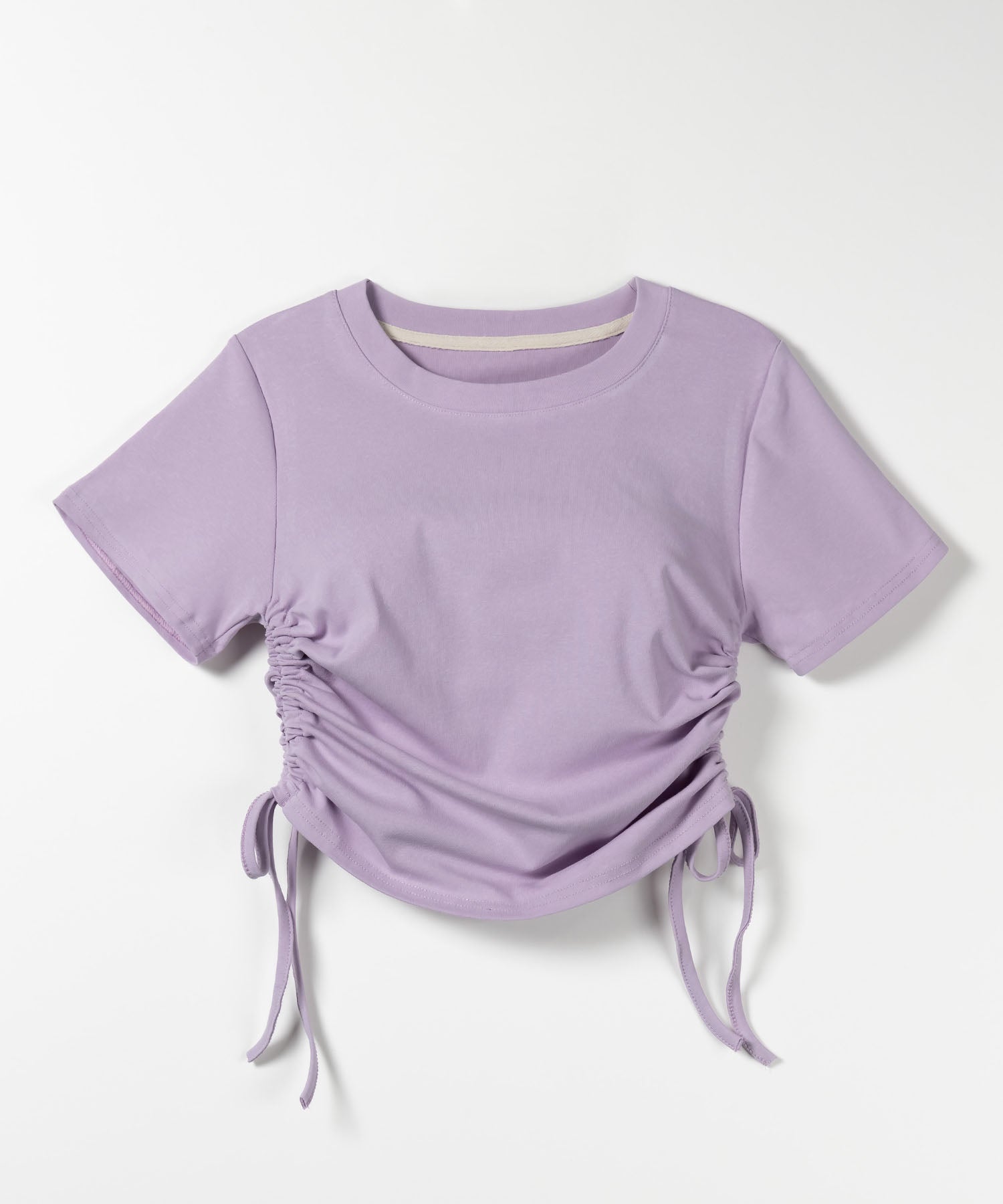 【 8color 】サイドシャーリングリボンショート半袖Tシャツ