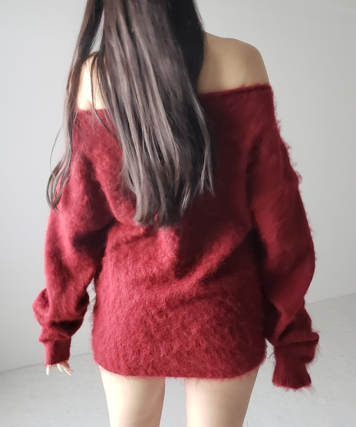 オフショルダーレディニットミニワンピース / off shoulder lady knit mini onepiece