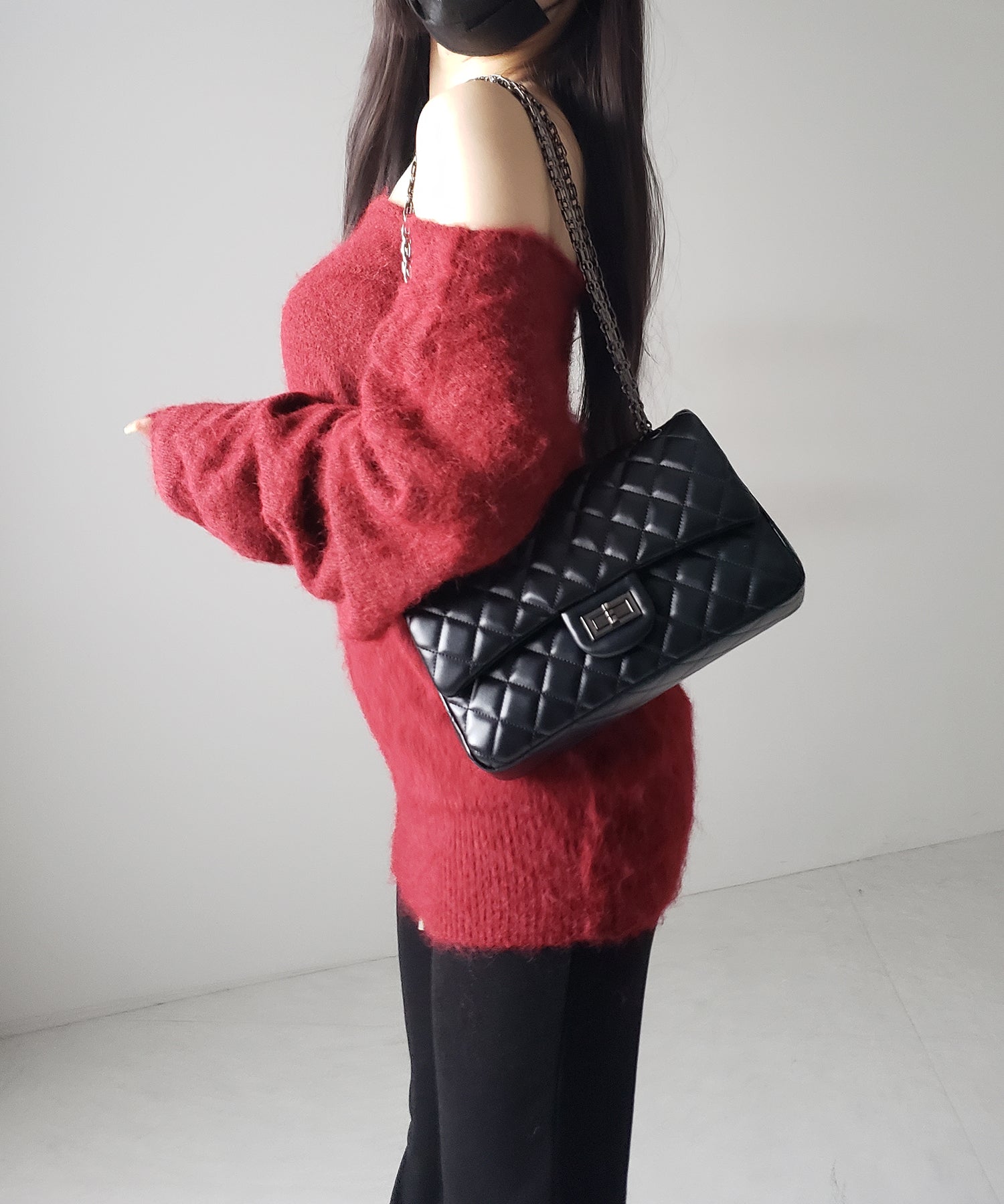 オフショルダーレディニットミニワンピース / off shoulder lady knit mini onepiece