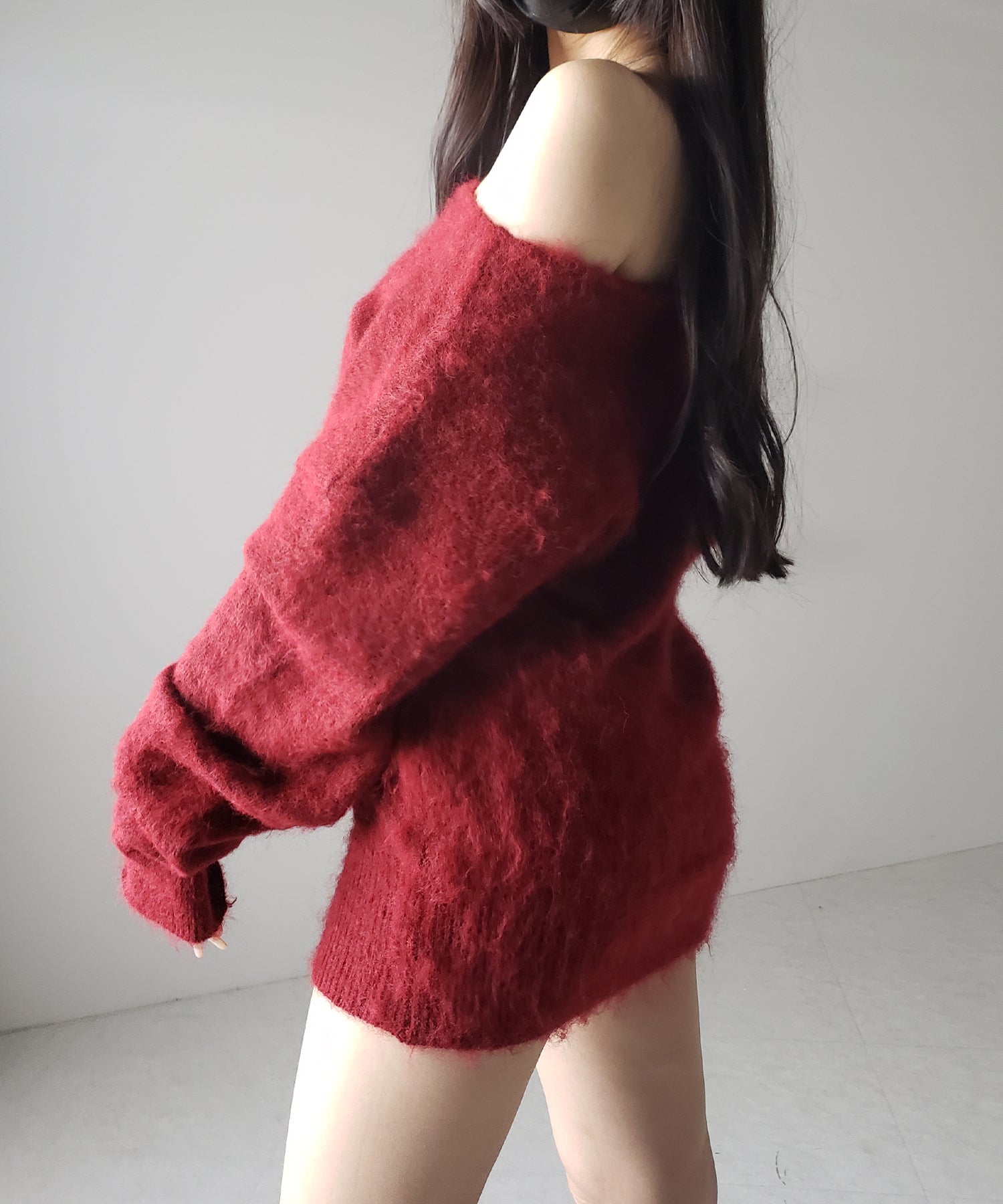 オフショルダーレディニットミニワンピース / off shoulder lady knit mini onepiece