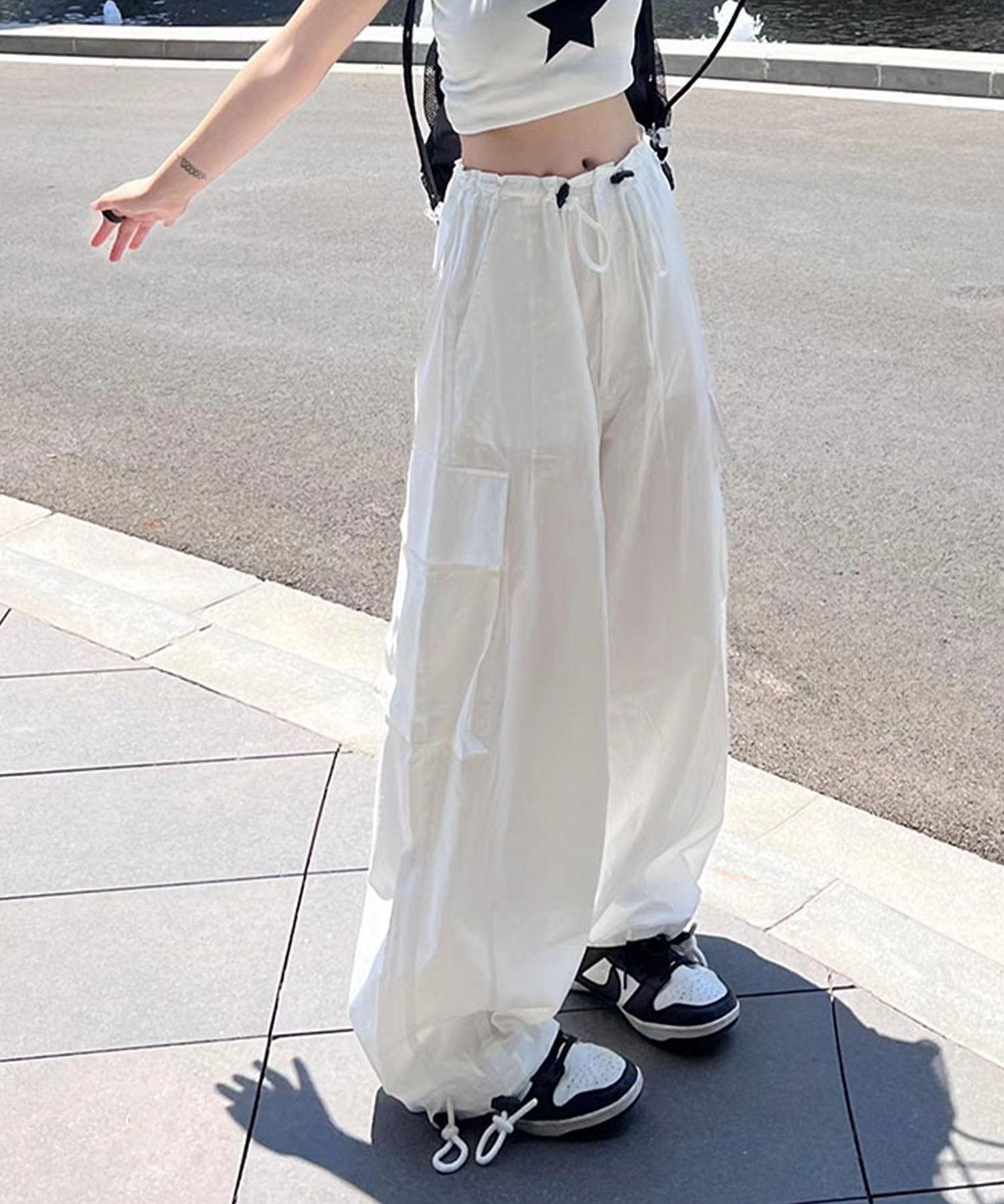 【 2WAY /3SIZE 】ドローストリングボリュームワイドカーゴパンツ