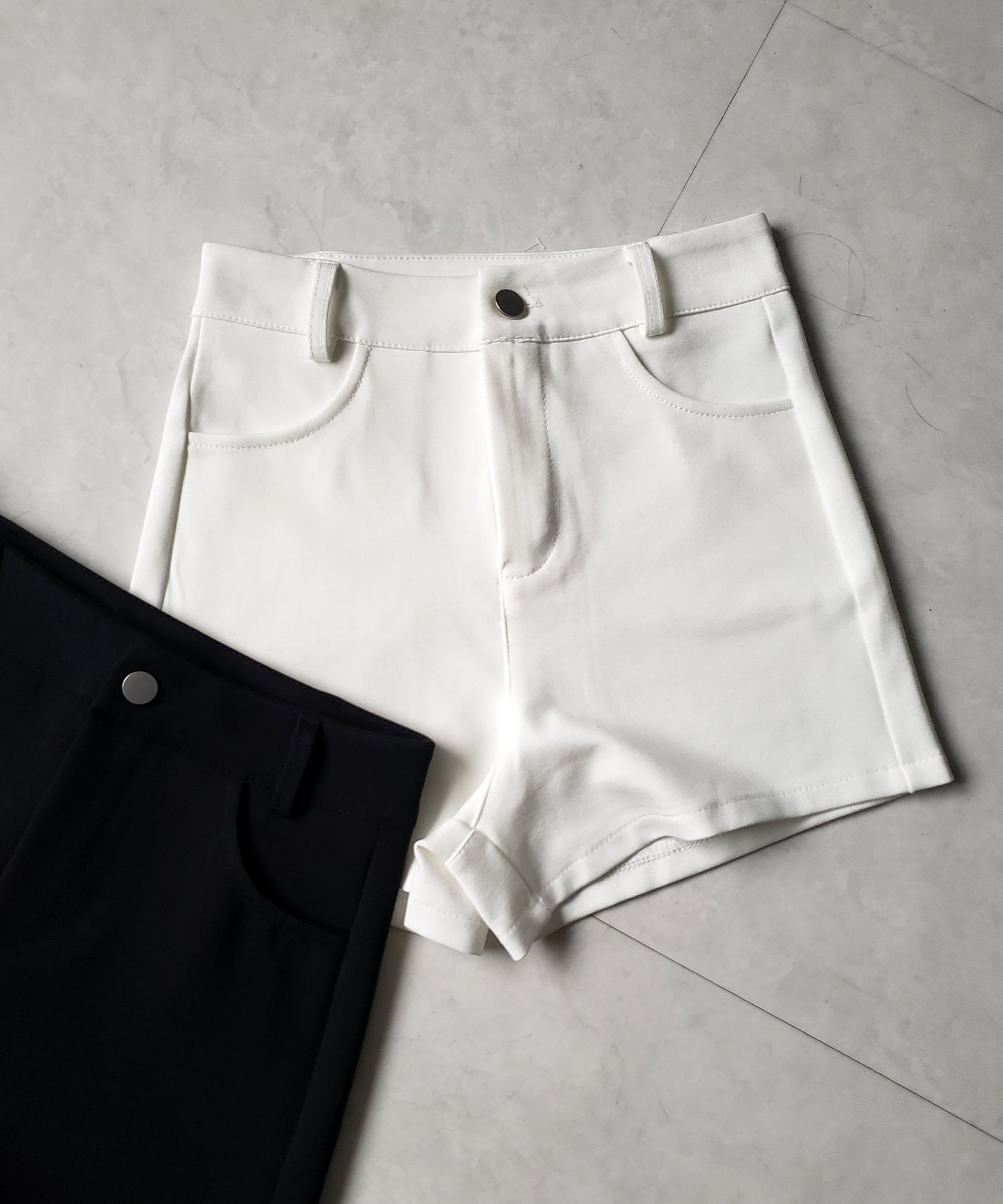 【 2color /4size 】ハイウエストタイトスパンショートパンツ / high waist tight span short pants