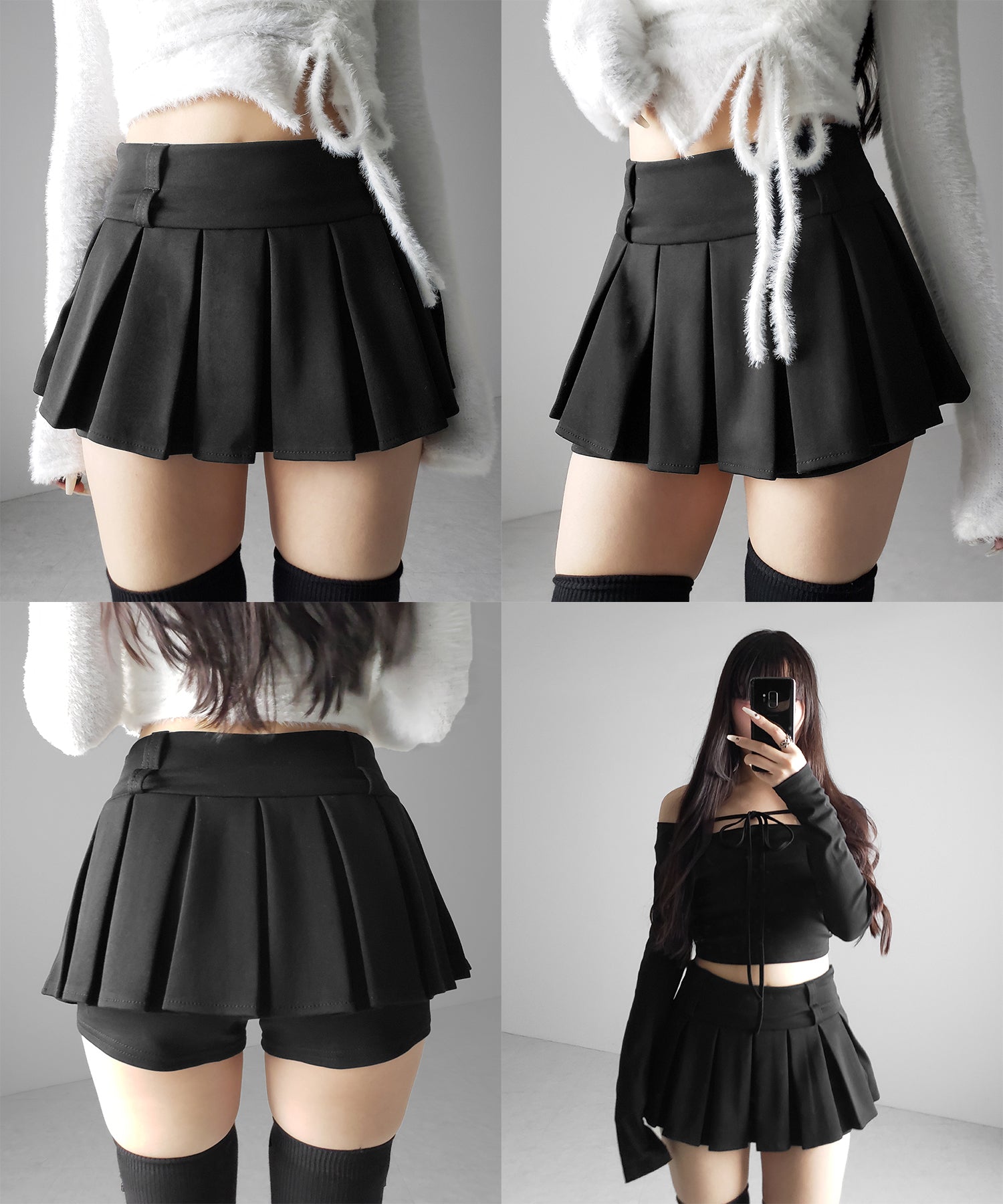 【 インパン裏地付 】プリーツスウェットマイクロミニスカパン / plests sweat micro mni skirt pants