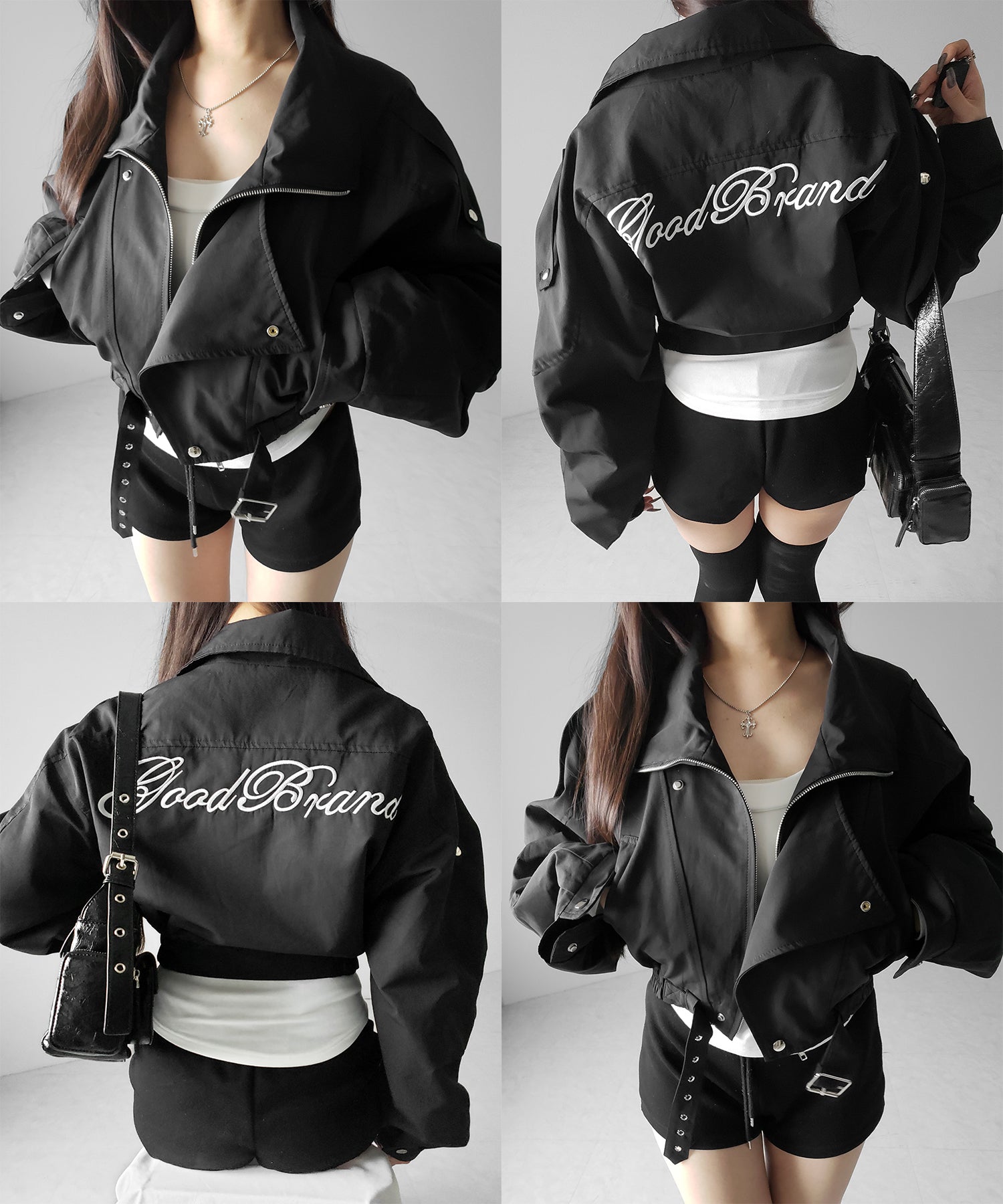 レタリングバックロゴスタンドカラーショートブルゾン / lettering back logo stand collar short blouson