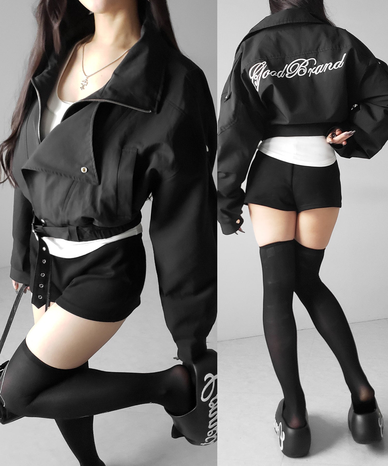 レタリングバックロゴスタンドカラーショートブルゾン / lettering back logo stand collar short blouson
