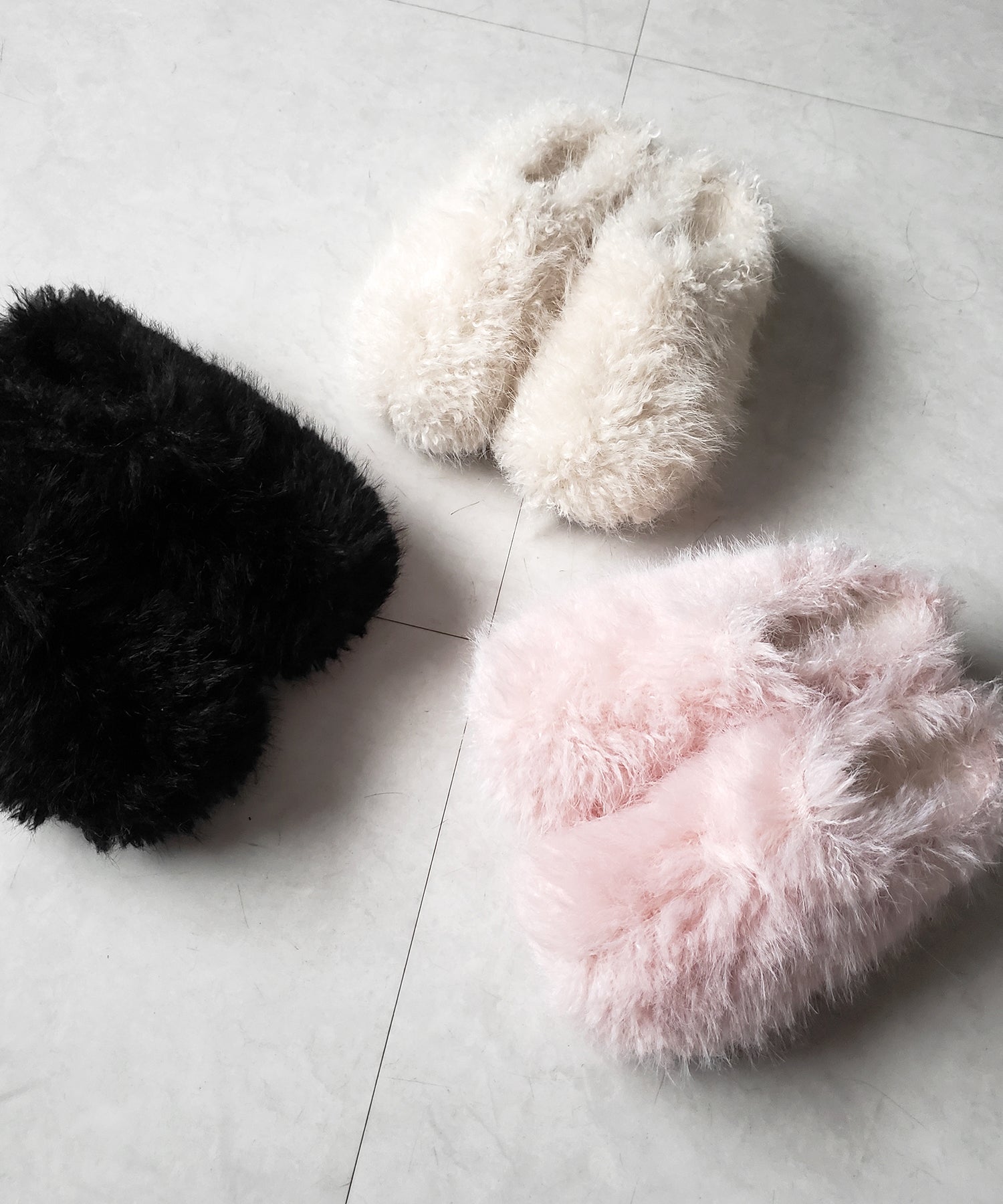 クリンクルフェイクファールームシューズ / crinkle fake fur room shoes