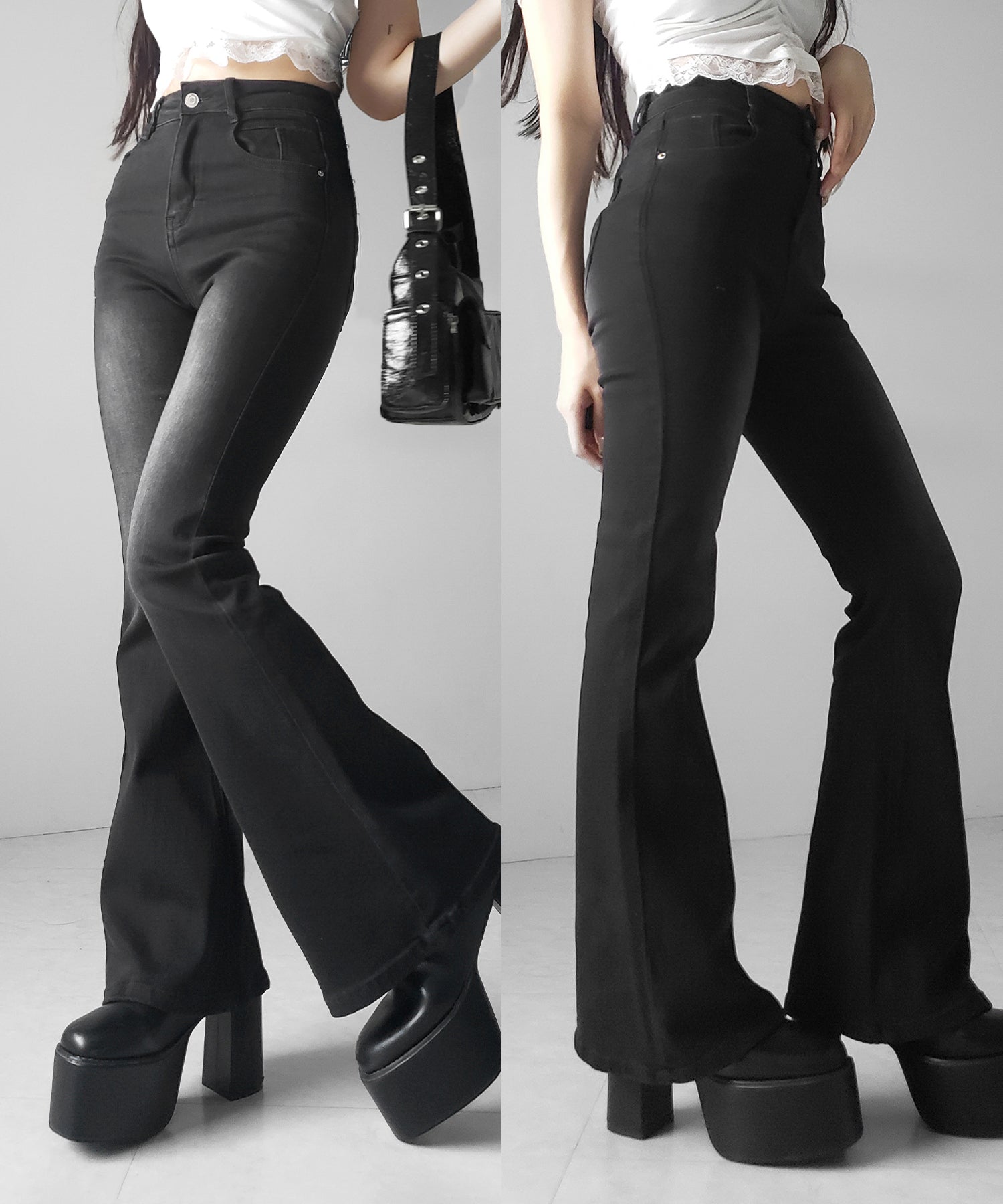 【4size 】美脚ハイウエストストレッチフレアデニム / slim leg High waist stretch flare denim