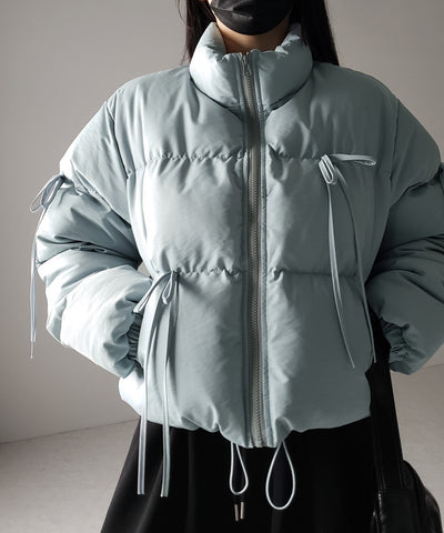 【 裾絞り可能2WAY 】ストラップリボンショートパフダウンジャケット / strap ribbon short puff down jacket