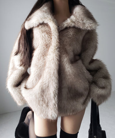 フェイクファーボリュームミドルコート / fake fur volume middle coat