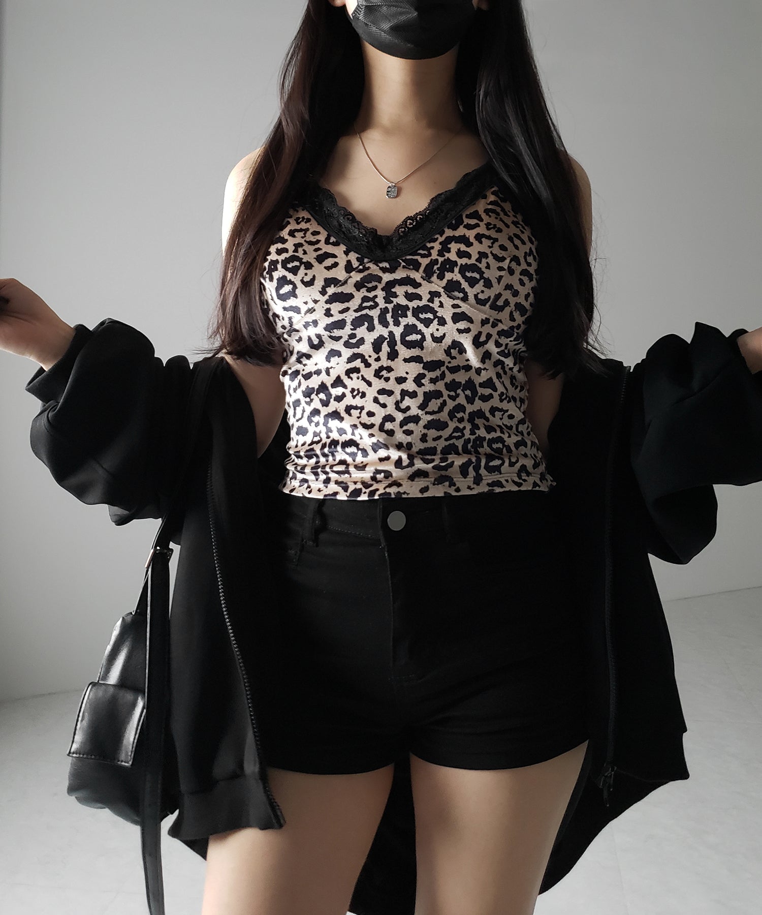 【 カップ付き 】レオパードベロアレースキャミビスチェ / reopard velor lace camisole bustier