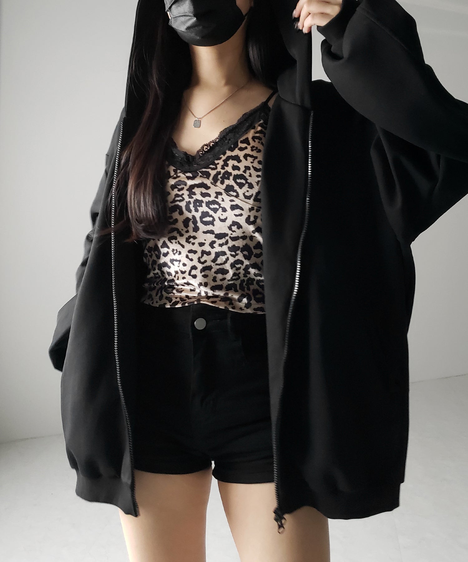 【 カップ付き 】レオパードベロアレースキャミビスチェ / reopard velor lace camisole bustier