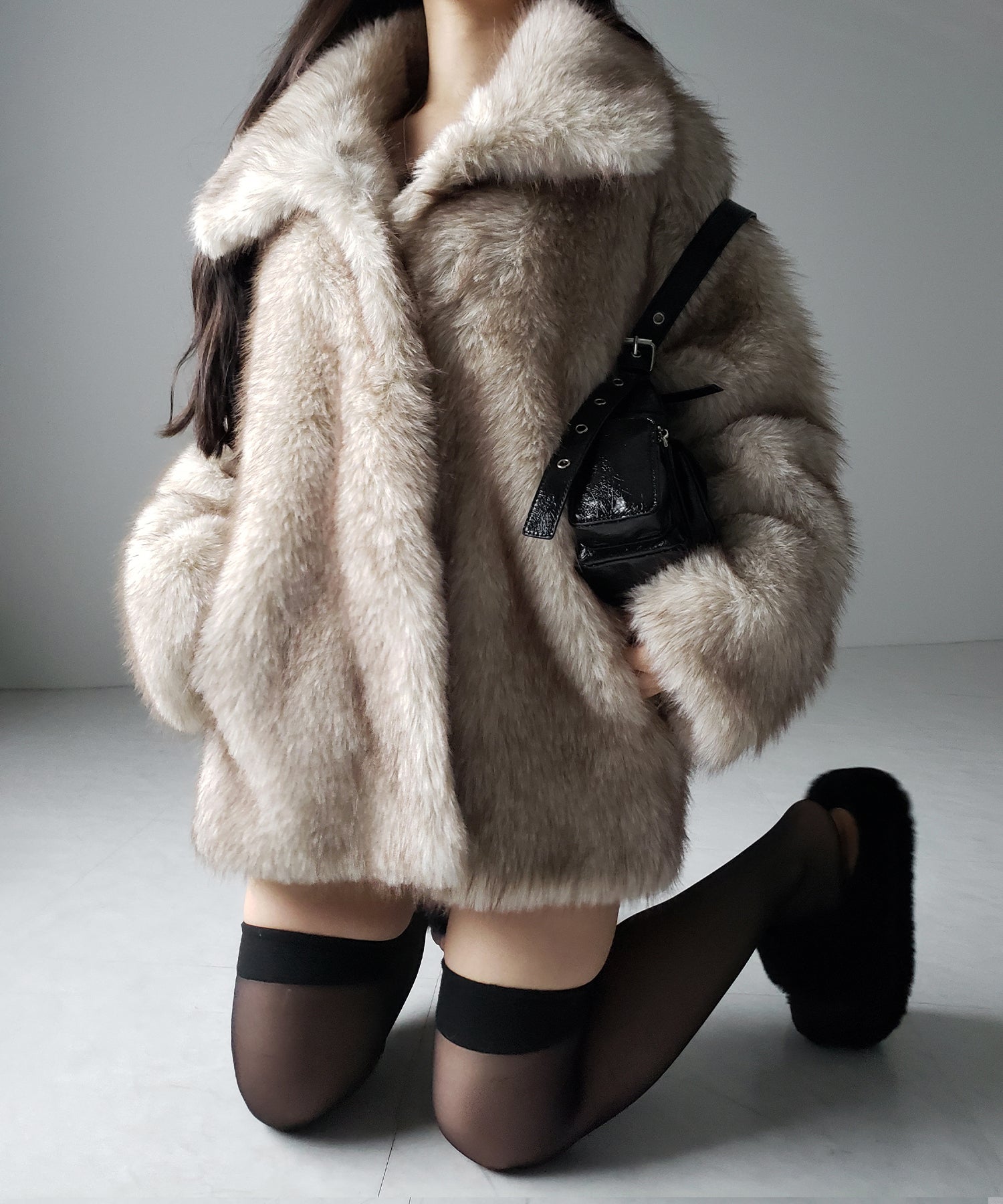 【 5color 】フェイクファーボリュームミドルコート / fake fur volume middle coat