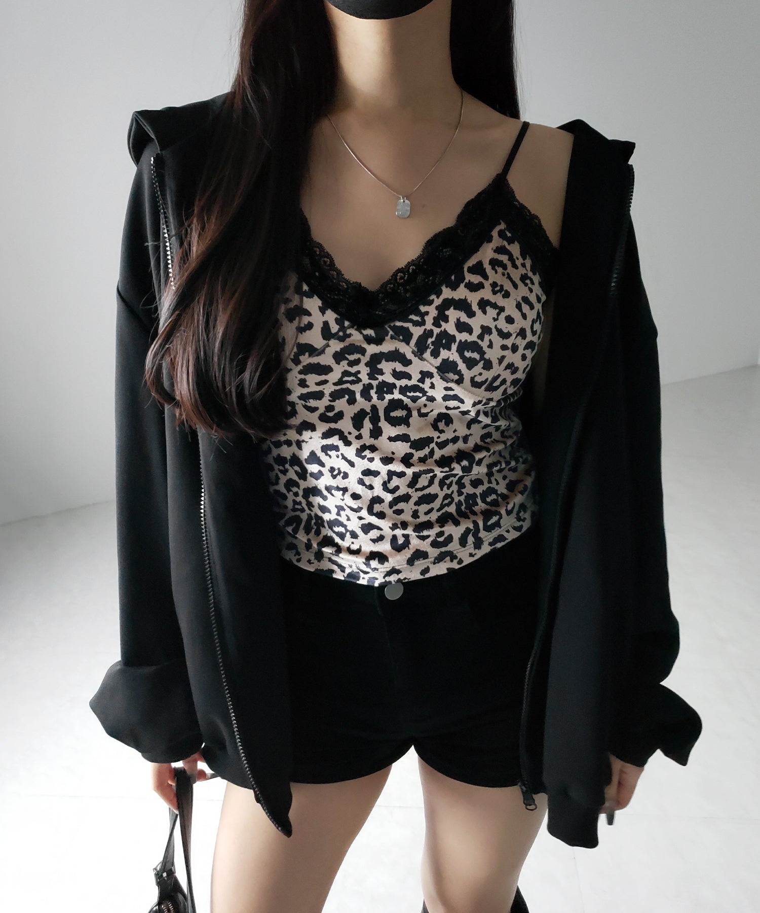 【 カップ付き 】レオパードベロアレースキャミビスチェ / reopard velor lace camisole bustier