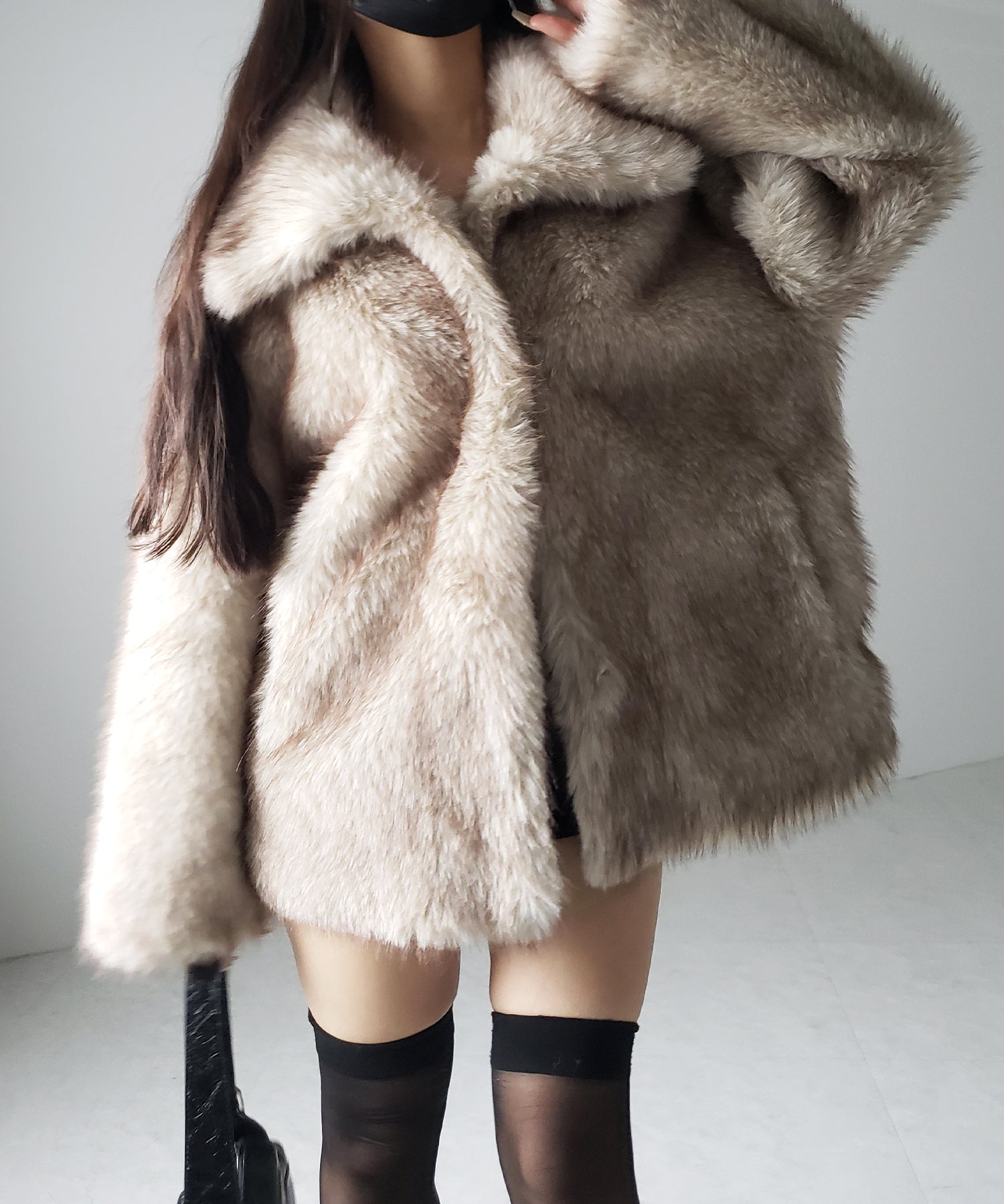 【 5color 】フェイクファーボリュームミドルコート / fake fur volume middle coat