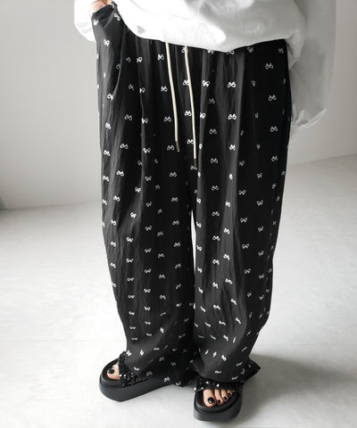 リボンプリントワイドイージーパンツ / ribbon print wide easy pants