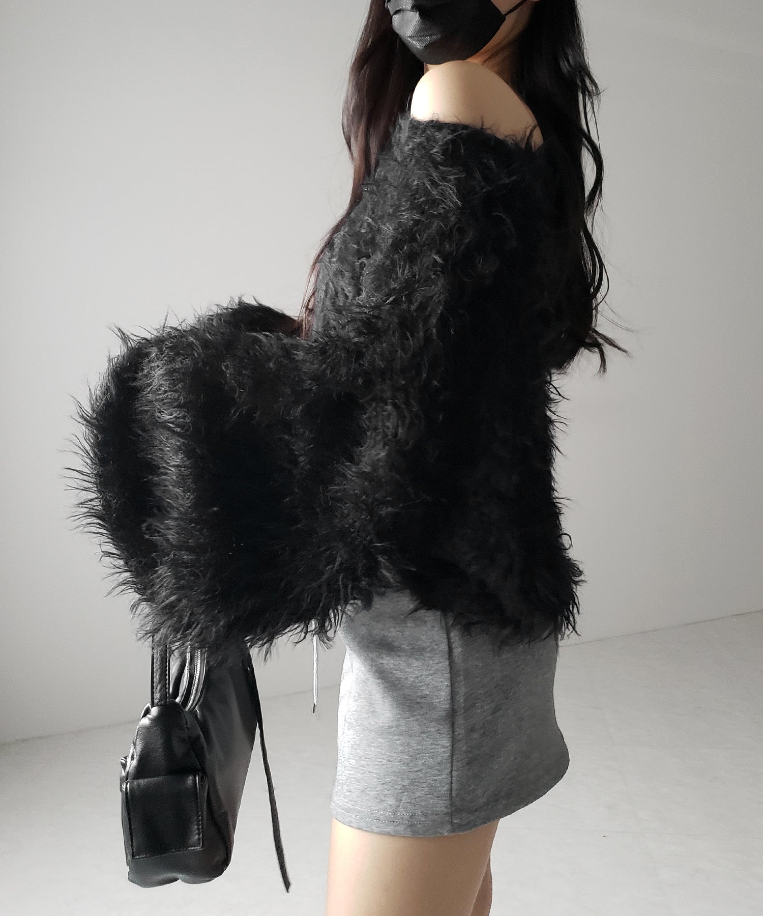 【 選べる6色展開 】フラッフィーシャギールーズショートニット / fluffy shaggy loose short knit