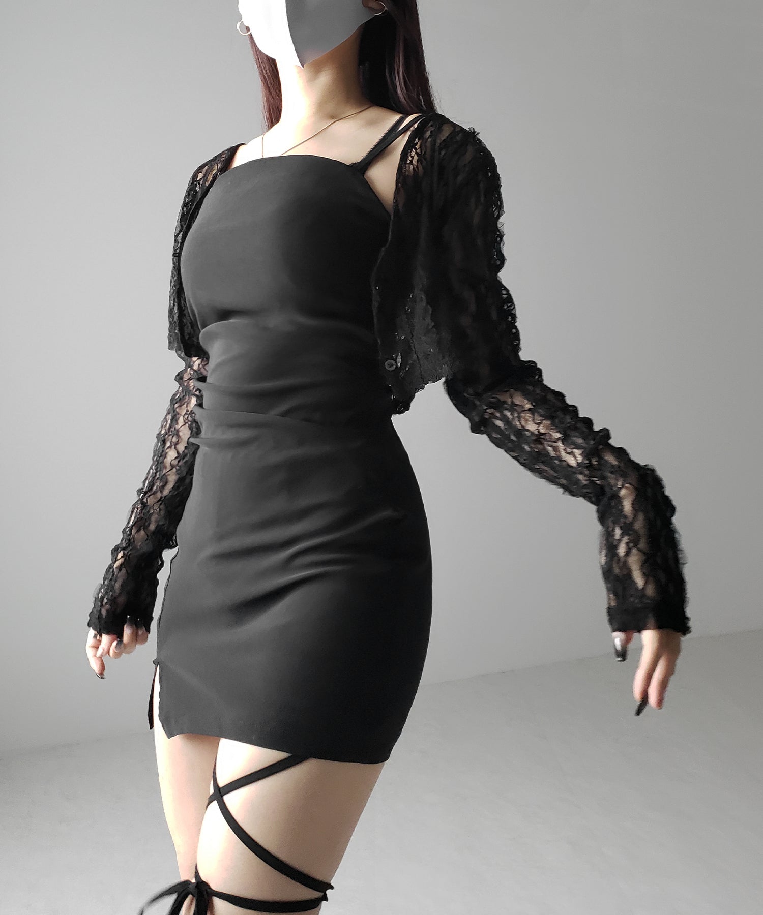 サイドタックストレッチスリットミニキャミワンピース / side tack stretch slit mini cami onepiece