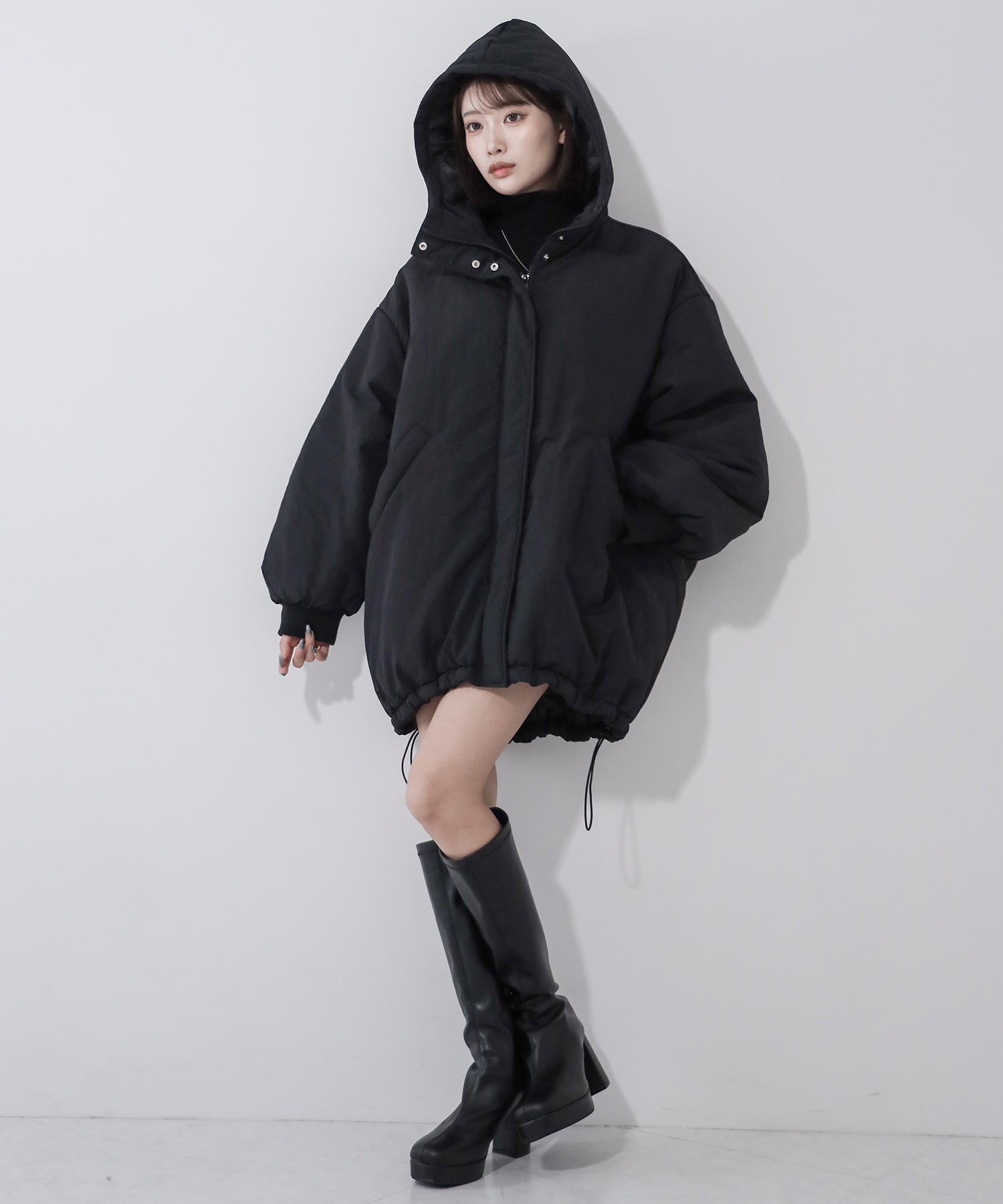 【 裾絞り可能2WAY 】フード付きパファーエコダウンモンスターコート / 2WAY Hooded puffer eco down monster coat