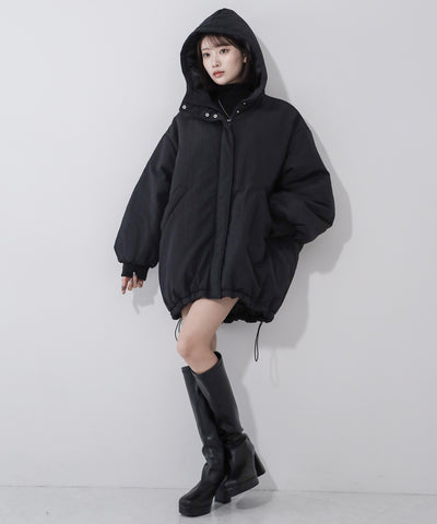 【 裾絞り可能2WAY 】フード付きパファーエコダウンモンスターコート / 2WAY Hooded puffer eco down monster coat