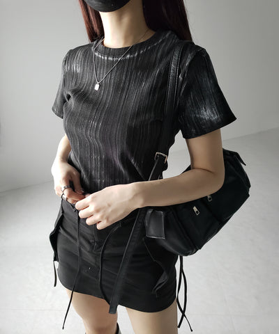 ヴィンテージプリントクロップドリブTシャツ / vintage print cropped lib Tee