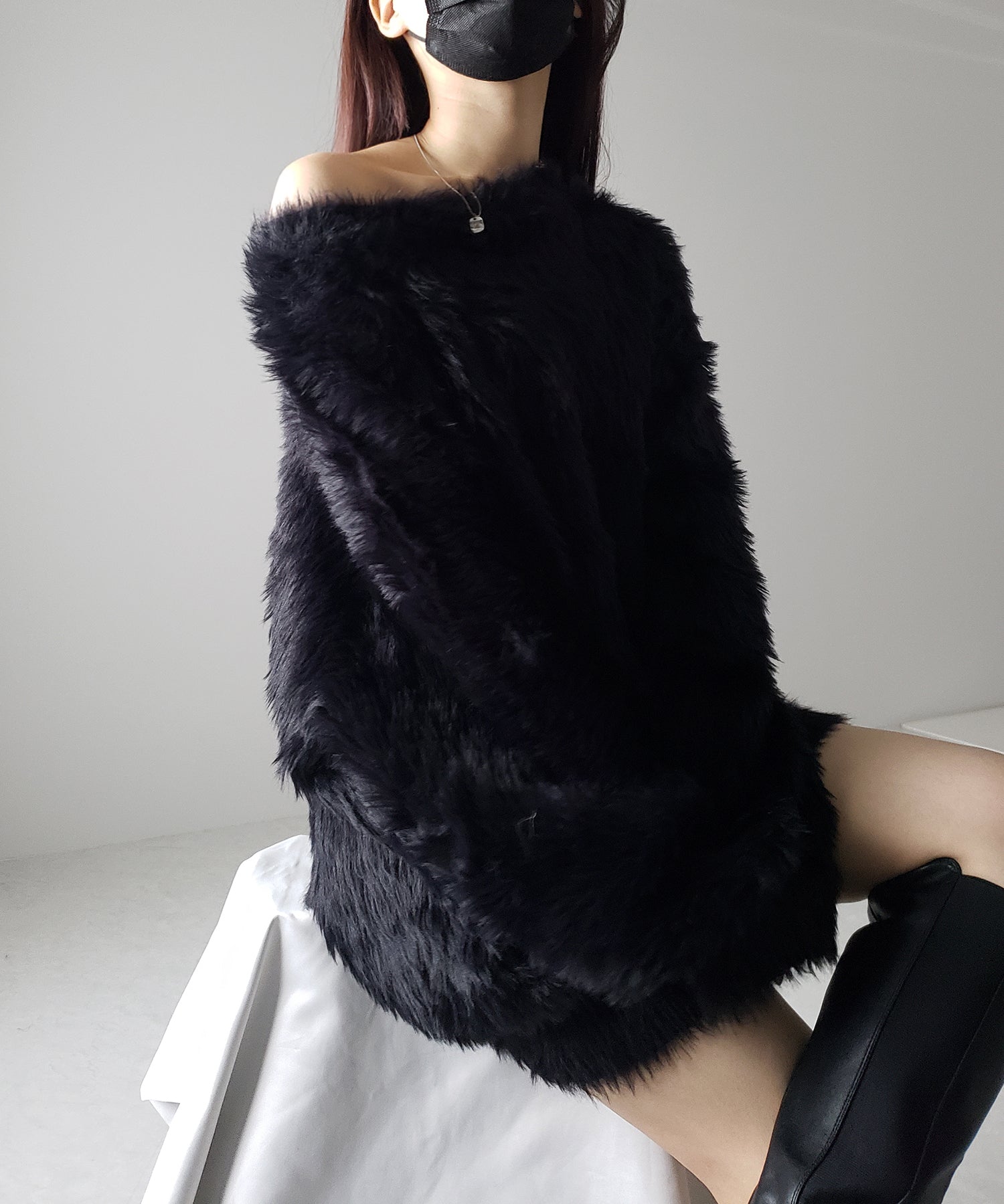 【 4color 】ビッグシルエットロングシャギールーズニット / big silhouette long shaggy loose knit