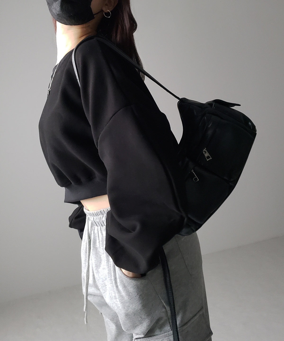 【 3color 】ボリュームスリーブショート丈スウェット
