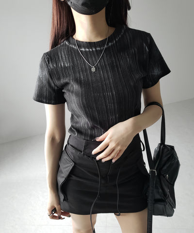ヴィンテージプリントクロップドリブTシャツ / vintage print cropped lib Tee