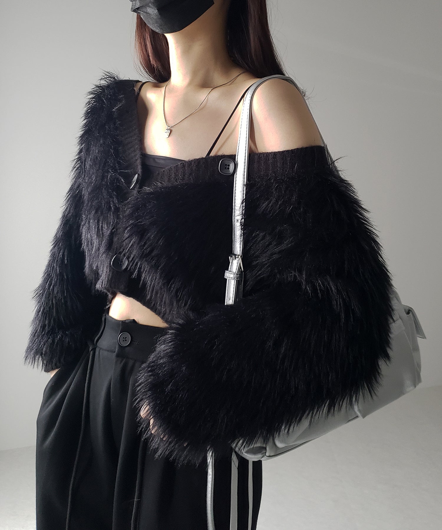 ファームードシャギーニットカーディガン