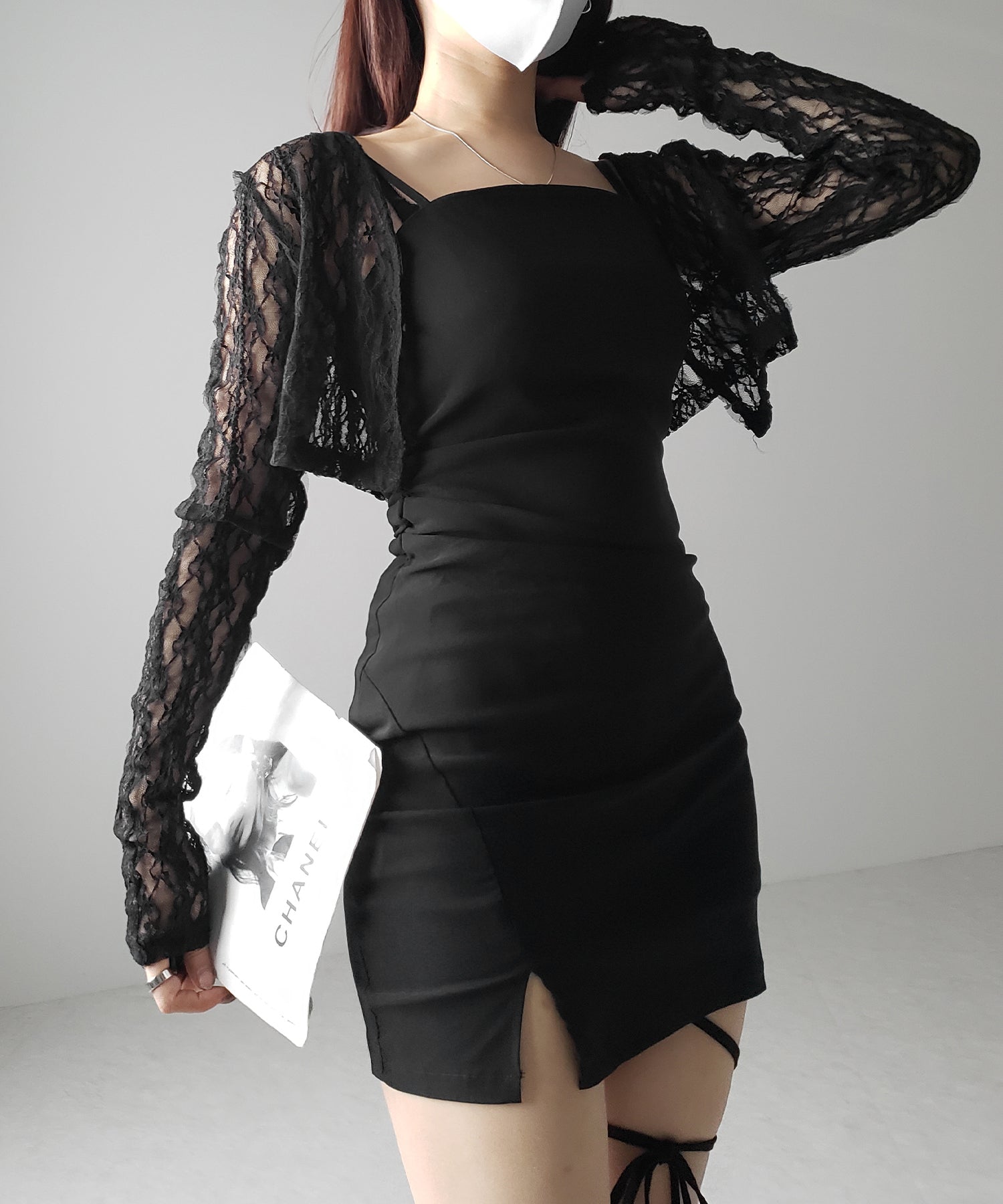 サイドタックストレッチスリットミニキャミワンピース / side tack stretch slit mini cami onepiece