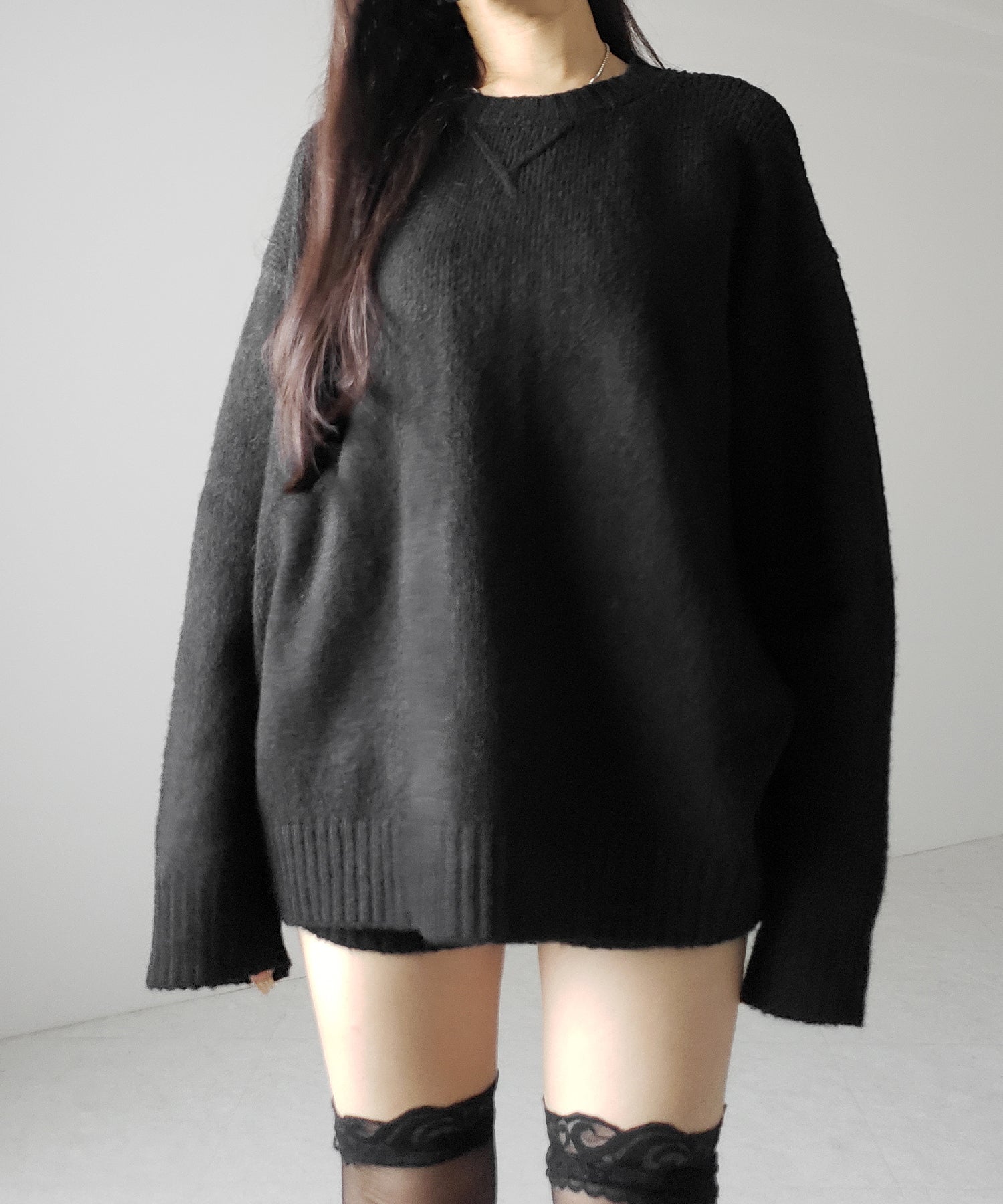 【 ニットセットアップ 】フラッフィーオーバーサイズニット + ニットショートパンツ SET / fluffy over size knit + knit short pants SET