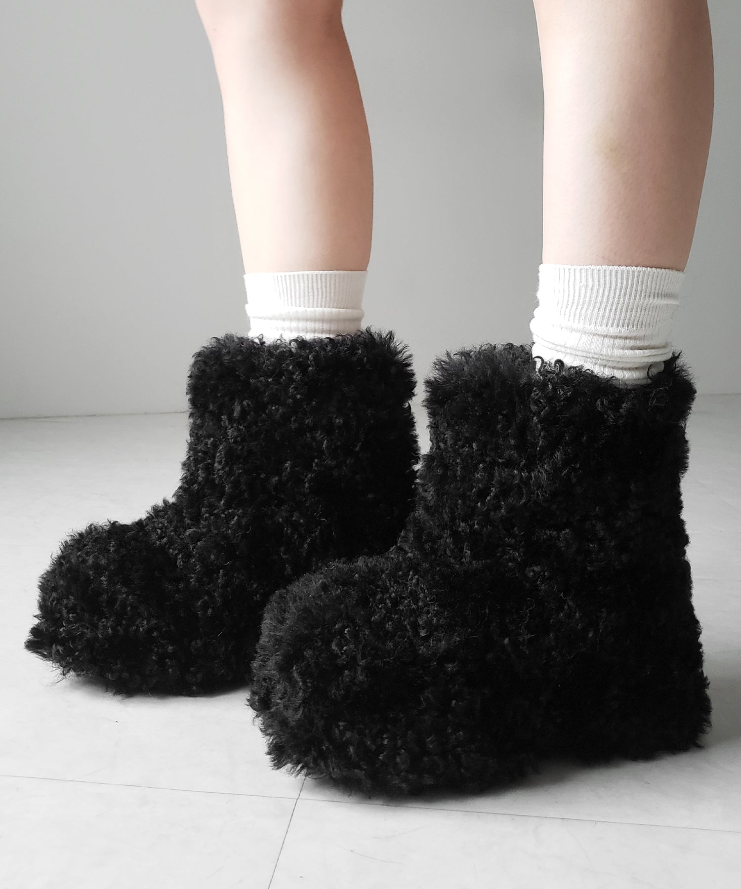 厚底テディボアショートブーツ / platform teddy boa short boots