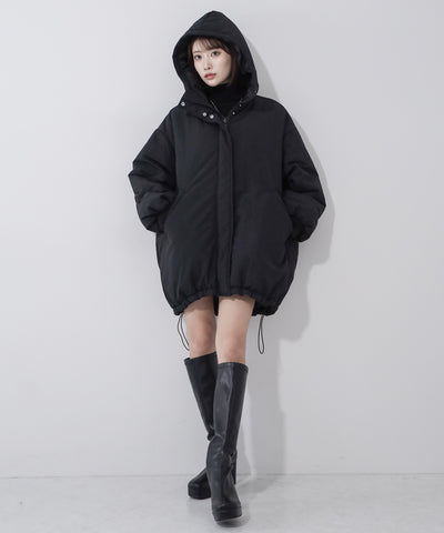 【 裾絞り可能2WAY 】フード付きパファーエコダウンモンスターコート / 2WAY Hooded puffer eco down monster coat