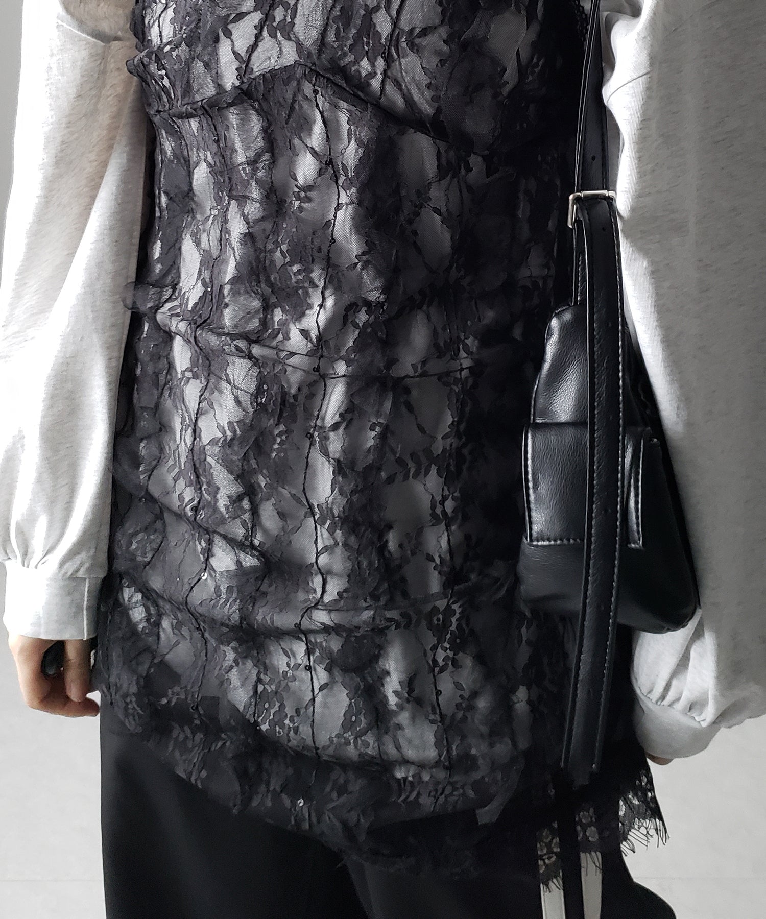 【 2color 】チュールドッキングレースチュニックキャミソール / tulle docking lace tunic camisole
