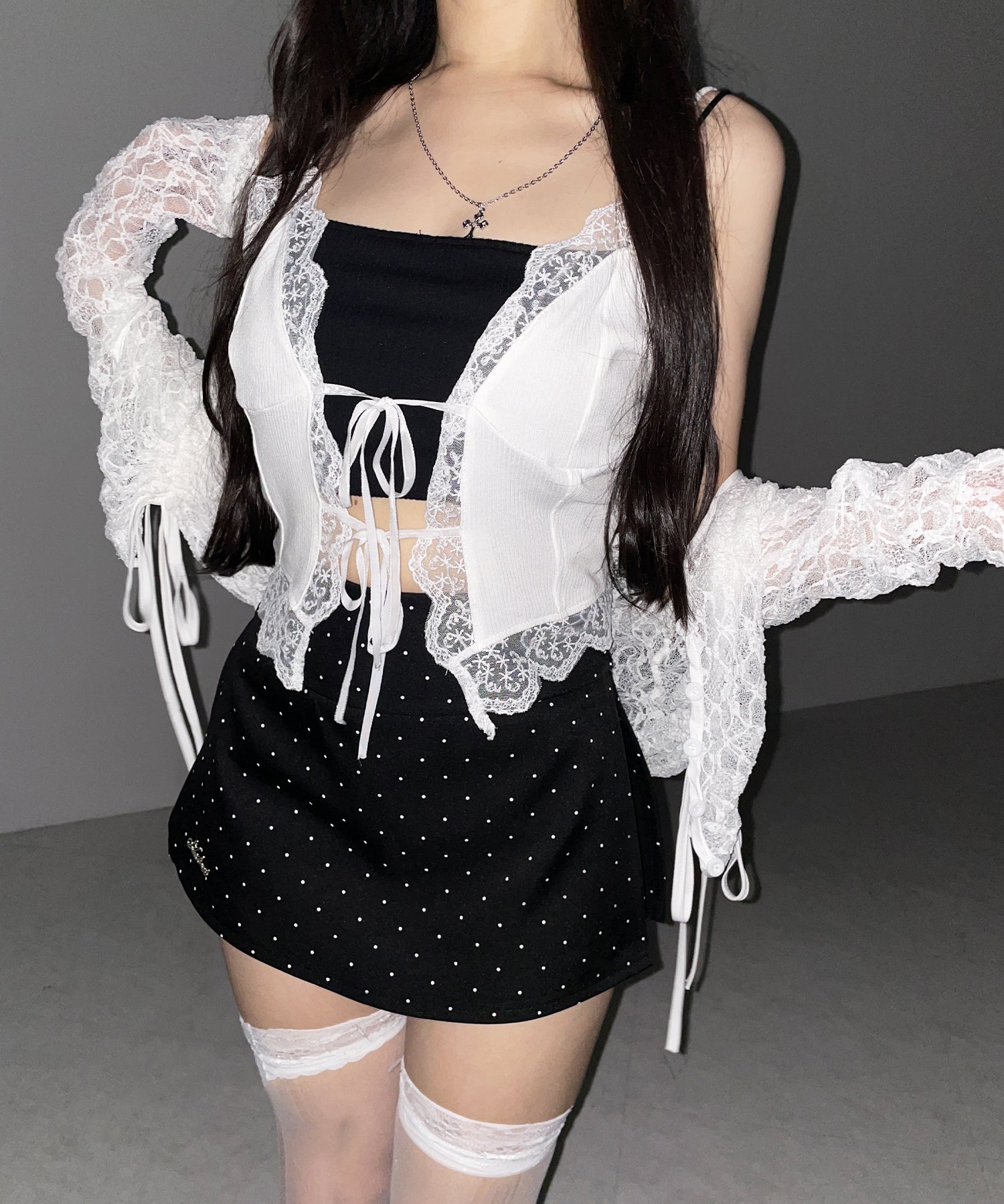 【 インパン裏地付 】ドットロゴレイヤードミニスカパン / dot logo layered mini skirt pants