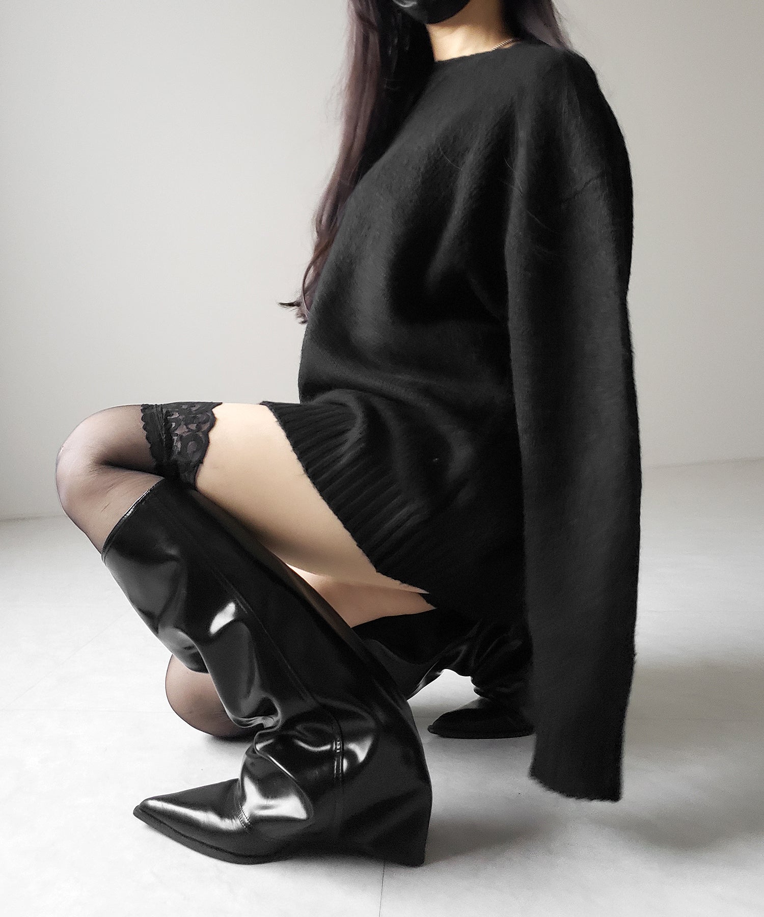 【 ニットセットアップ 】フラッフィーオーバーサイズニット + ニットショートパンツ SET / fluffy over size knit + knit short pants SET