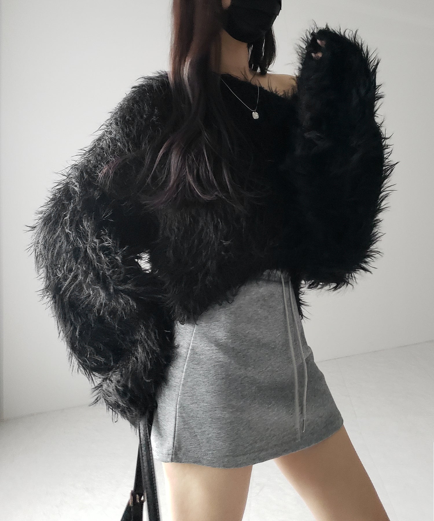 【 選べる6色展開 】フラッフィーシャギールーズショートニット / fluffy shaggy loose short knit