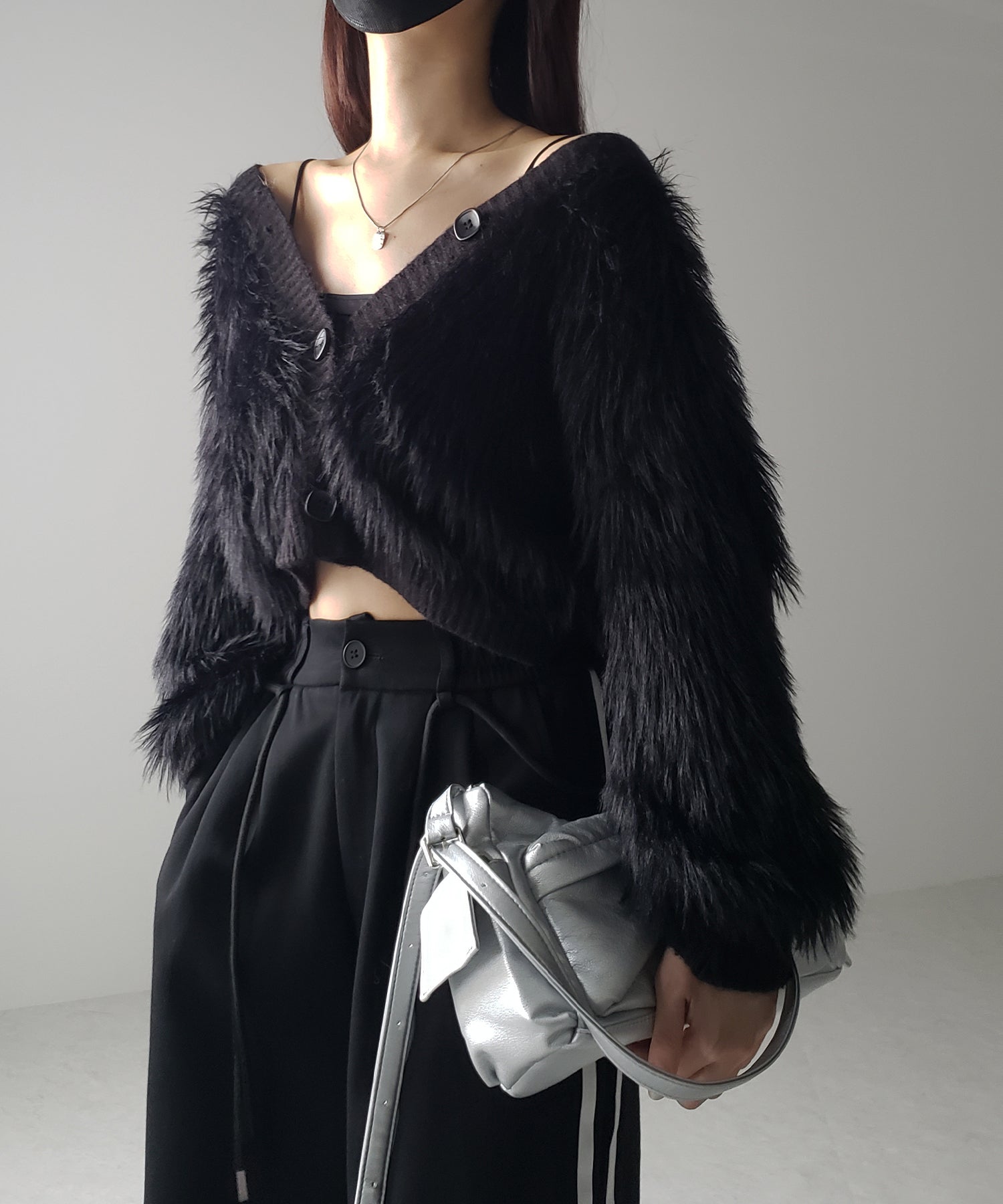 ファームードシャギーニットカーディガン