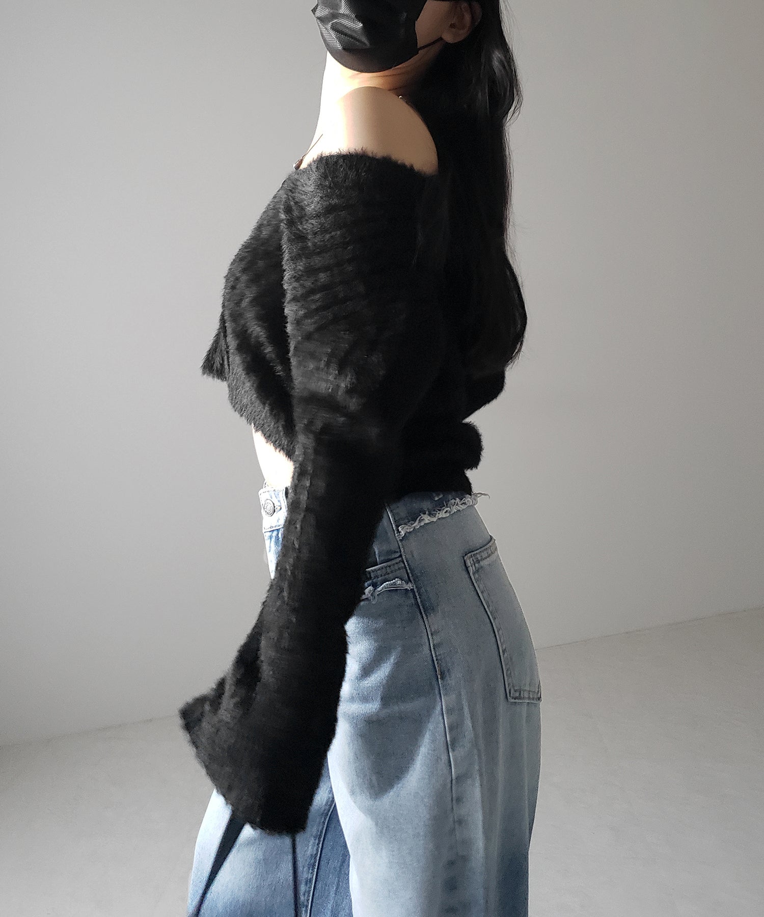 【 3color 】ショートシャギーリブニットカーディガン / short shaggy lib knit cardigan
