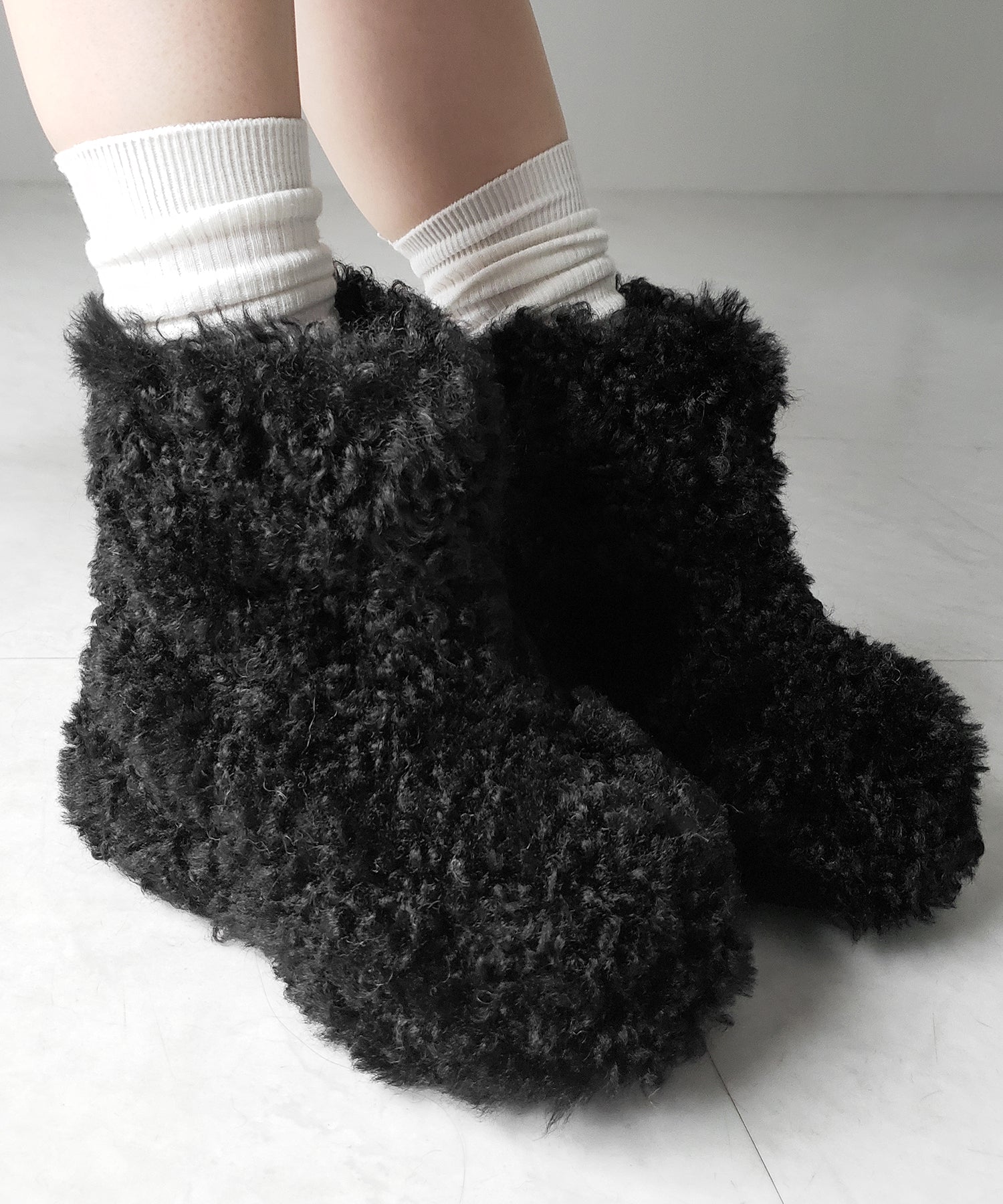 厚底テディボアショートブーツ / platform teddy boa short boots