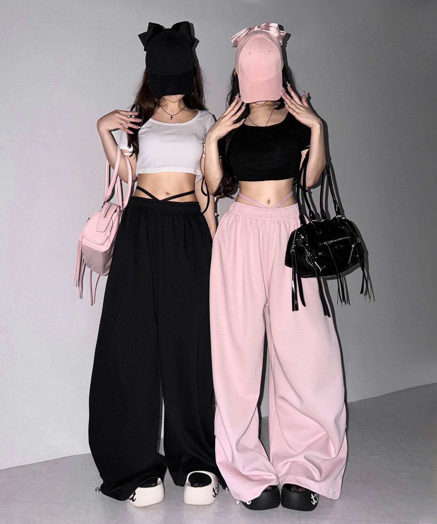 【先行販売】ウエストストリングタックワイドスウェットパンツ