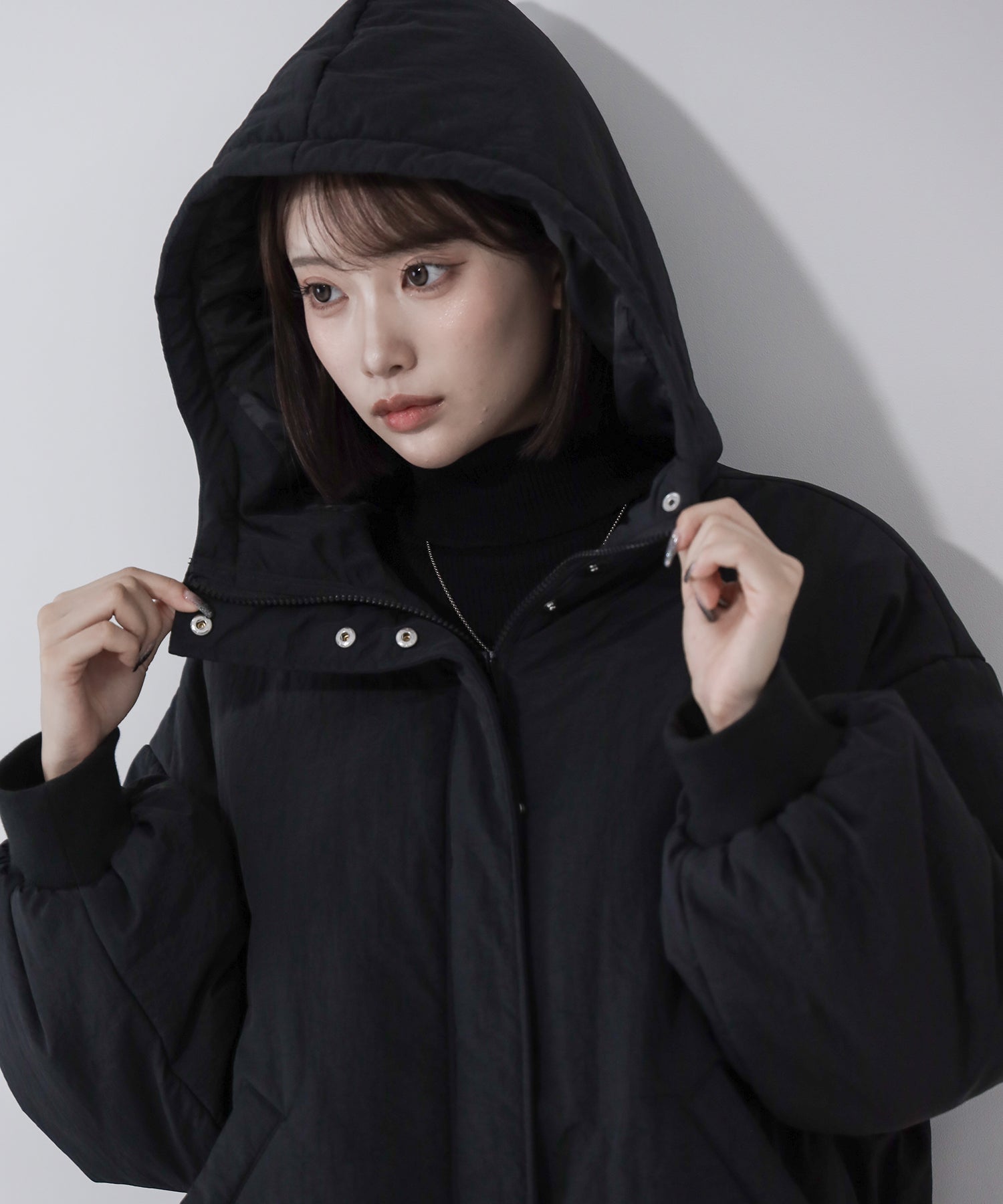 【 裾絞り可能2WAY 】フード付きパファーエコダウンモンスターコート / 2WAY Hooded puffer eco down monster coat