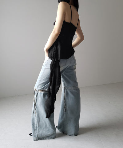 アシンメトリーダメージフリルキャミソール / asymmetry damage frill camisole